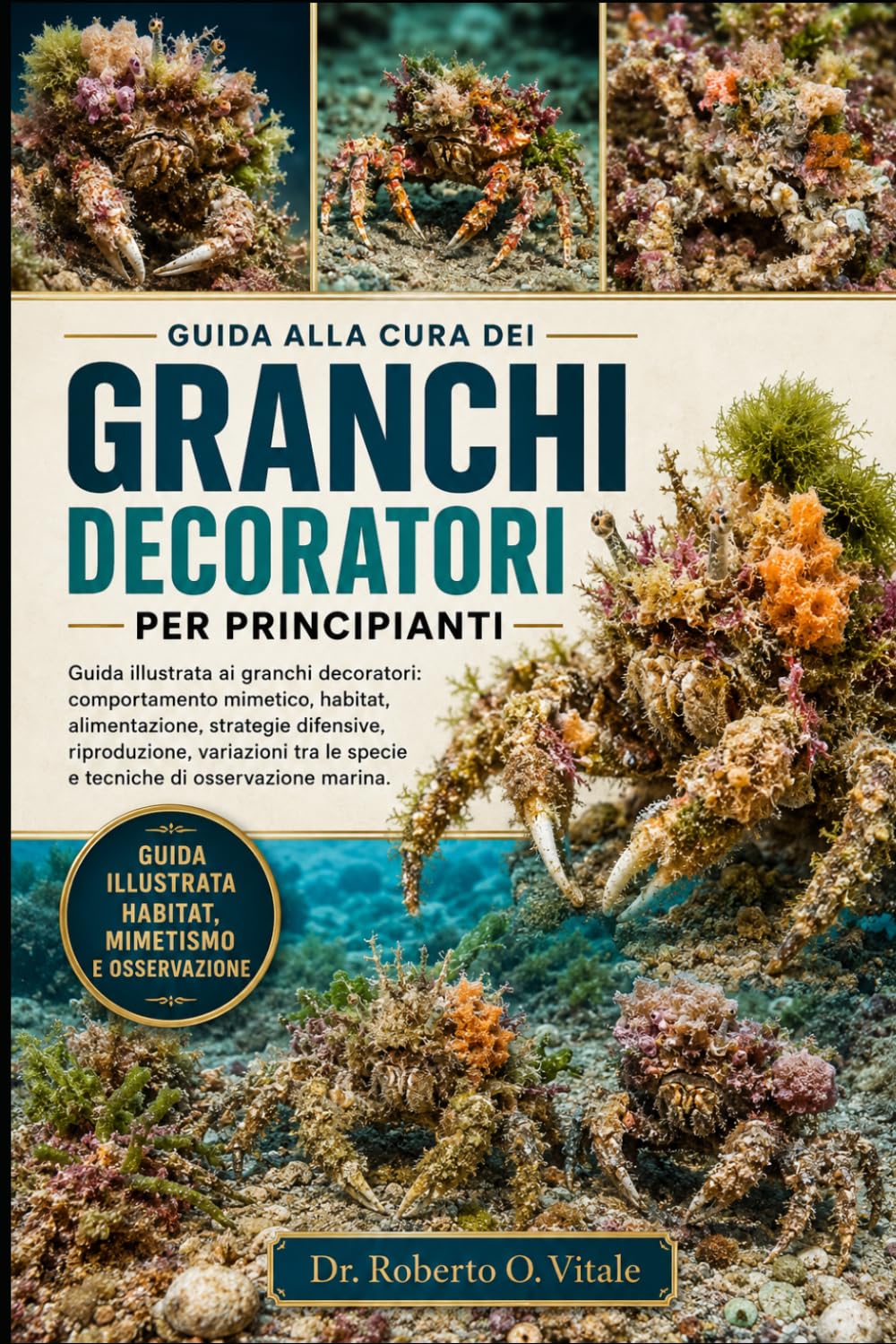 GUIDA ALLA CURA DEI GRANCHI DECORATORI PER PRINCIPIANTI: Guida illustrata ai granchi decoratori: comportamento mimetico, habitat, alimentazione, ... le specie e tecniche di osservazione marina.