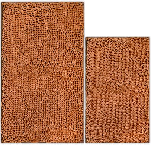 Miniatura 41 de Alfombras de baño de chenilla, juego de 2 piezas, superabsorbente, con fuerte respaldo antideslizante de PVC, alfombras de baño para el baño
