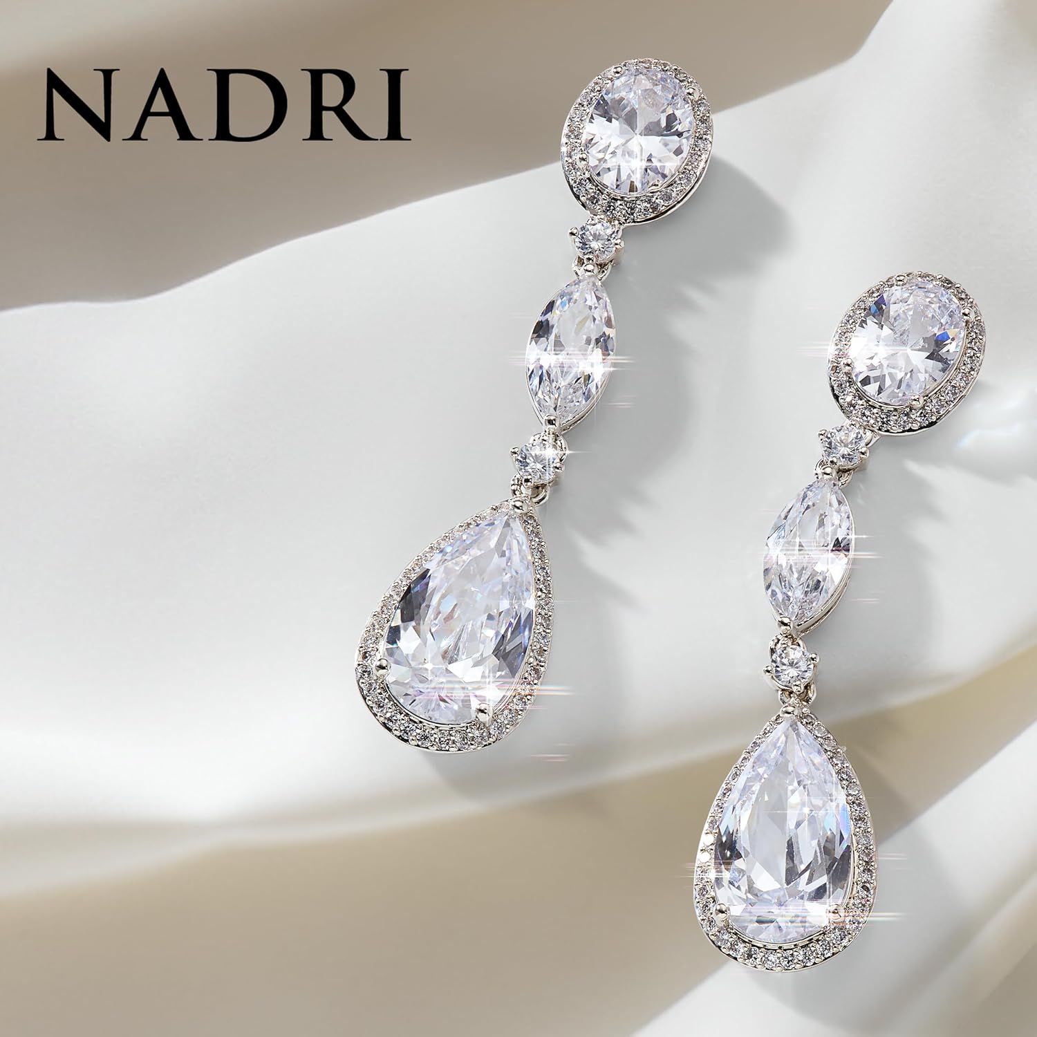 Nadri Teardrop Earrings For Women - Oval Dangle Earrings for Women, Hypoallergenic Earrings For Women, Exquisite Cubic Zirconia Womens Jewelry - Image 5