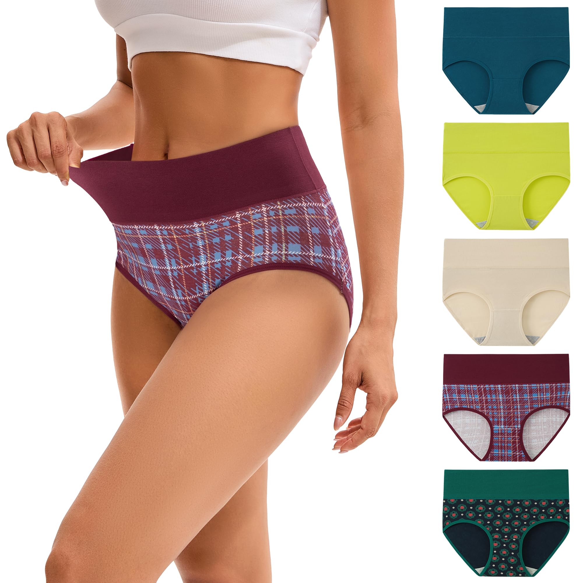 INNERSY Unterhosen Damen Baumwolle Stretch Slips Hohe Taille Weiche Unterwäsche Frauen 5er Pack