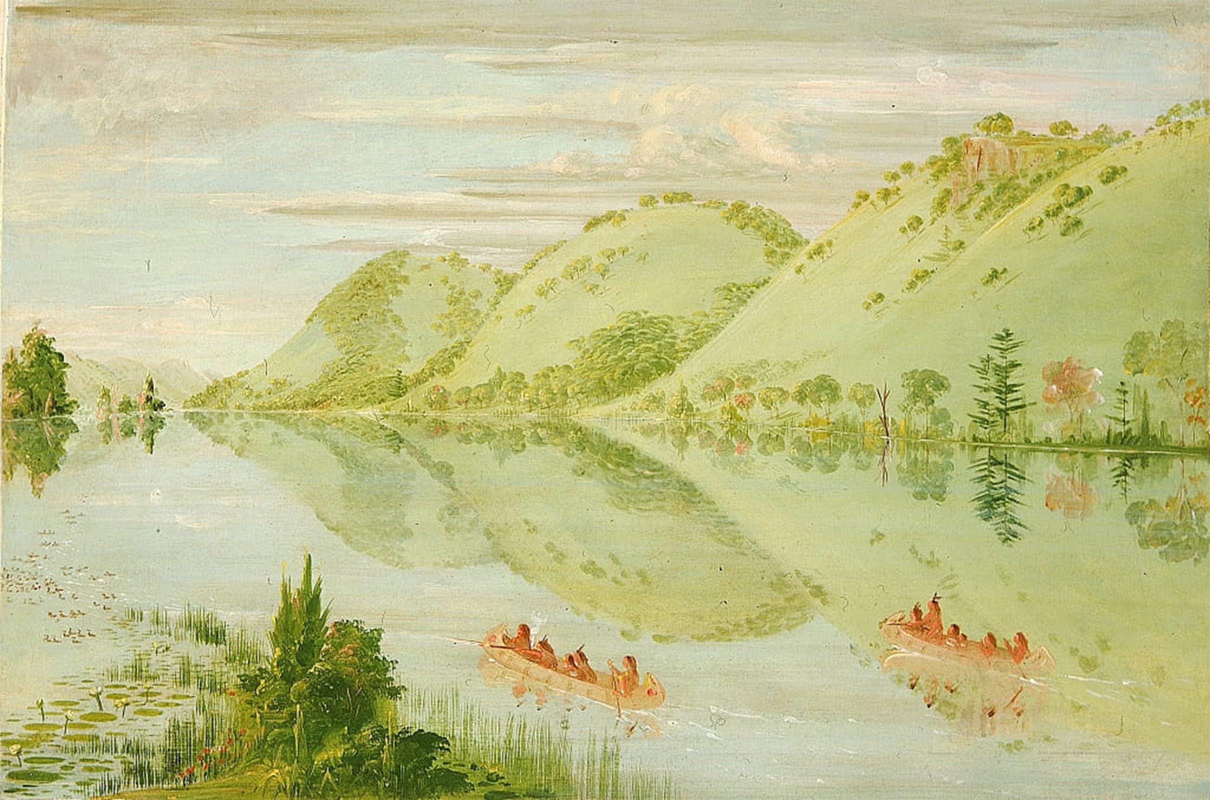 RZHRHJES Abstract Painting Poster Art Print Canvas Print Poster Picturesque Bluffs Above Prairie Du Chien by George Catlin Landscape Canvas Painting for Home Decor 60x90cm
