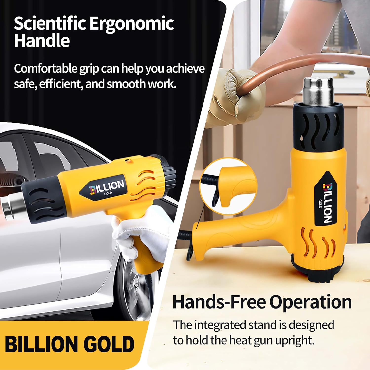 1800W Heat Gun Kit - Variable Temperature Control Hot Air Gun For Electronics, Cool Mode 120℉-1200℉ (50℃- 650℃), 5 Nozzles Heat Shrink Gun for Crafting, Shrink Tubing, Resin