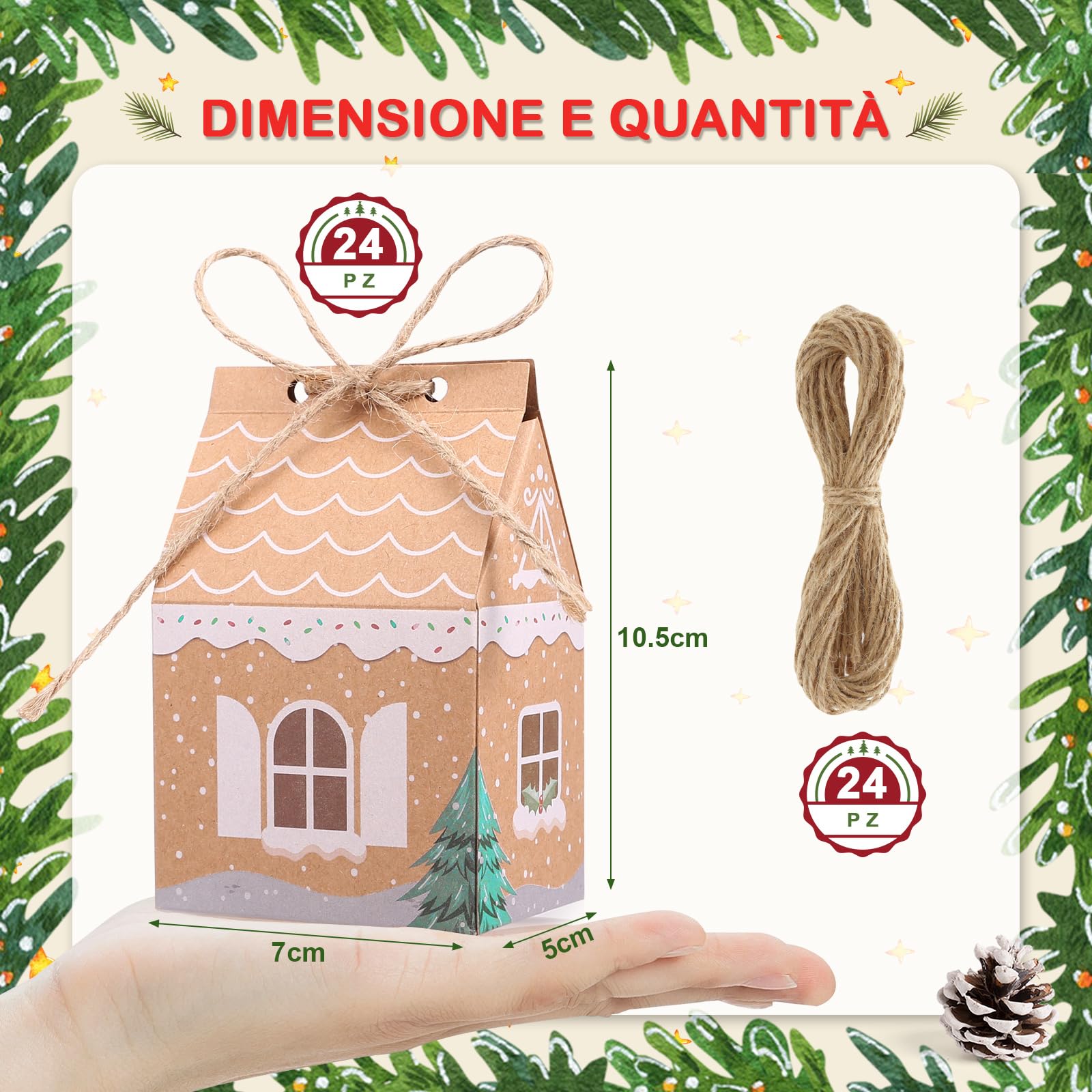 Scatoline Regalo Natale 36 Pezzi – 12 Design Diversi, 11x8x1 Cm, Con Nastri E Etichette, Porta Gift Card, In Cartone Laminato