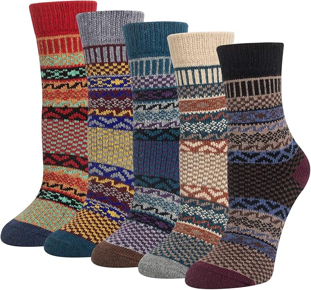 YSense Snug 5 Pairs Ladies Socks, Womens Socks, Thermal Warm Knitting Socks, Wool Socks for Winter