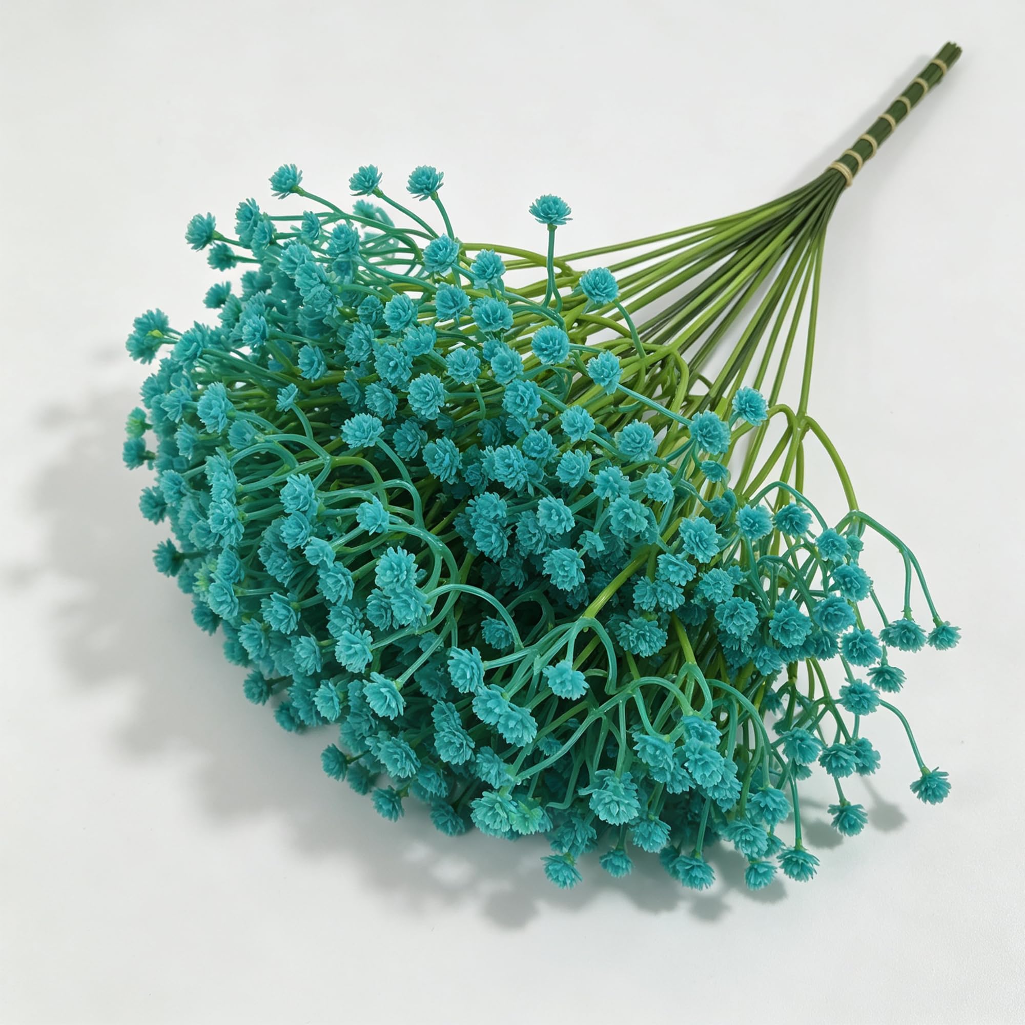 MINWEGI 20 Stems Blue Artificial Flowers, 30cm Silk Babys Breath Bouquet