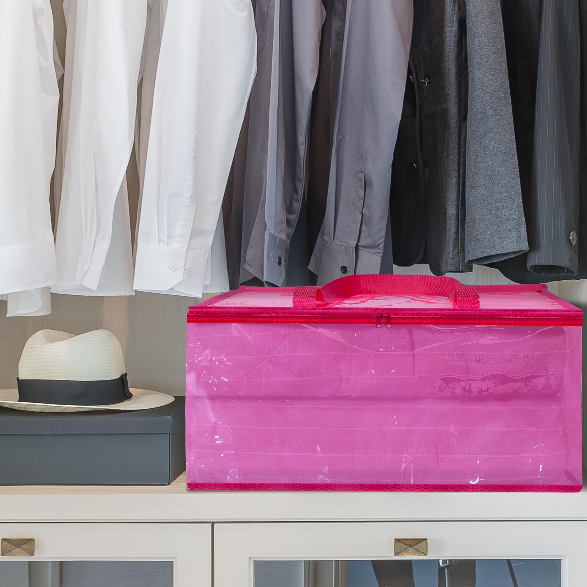 Vieshful 3 Pezzi Scatole per Vestiti Trasparenti Organizer Armadio Pieghevole Contenitori Salvaspazio Trasloco per Piumoni e Coperte