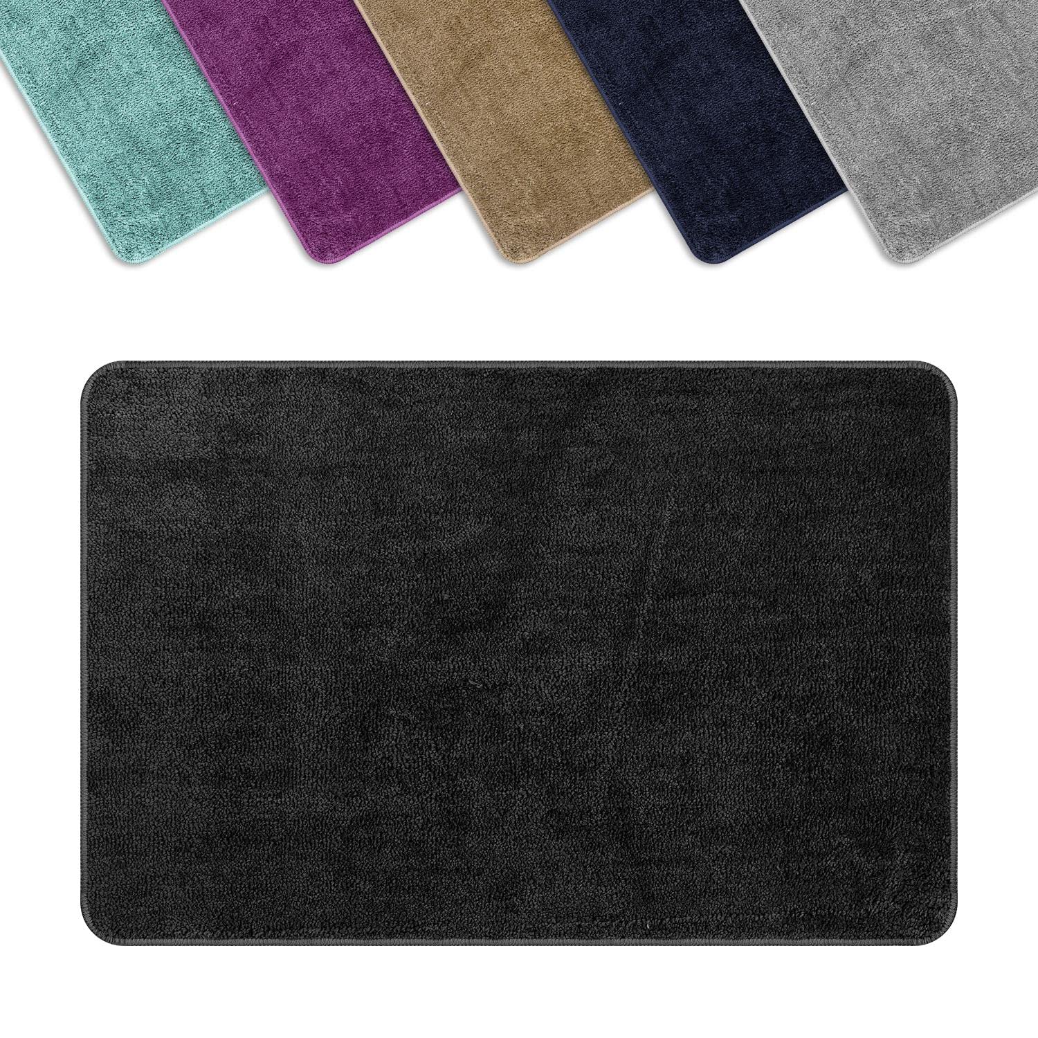 Vinsani Bath Mat Non Slip Bathroom Mat Thickened Fluffy Microfiber Machine Washable Shower Rug Ultra Soft Water Absorbent For Home Bathroom Kitchen – Dark Grey (50 x 80cm)
