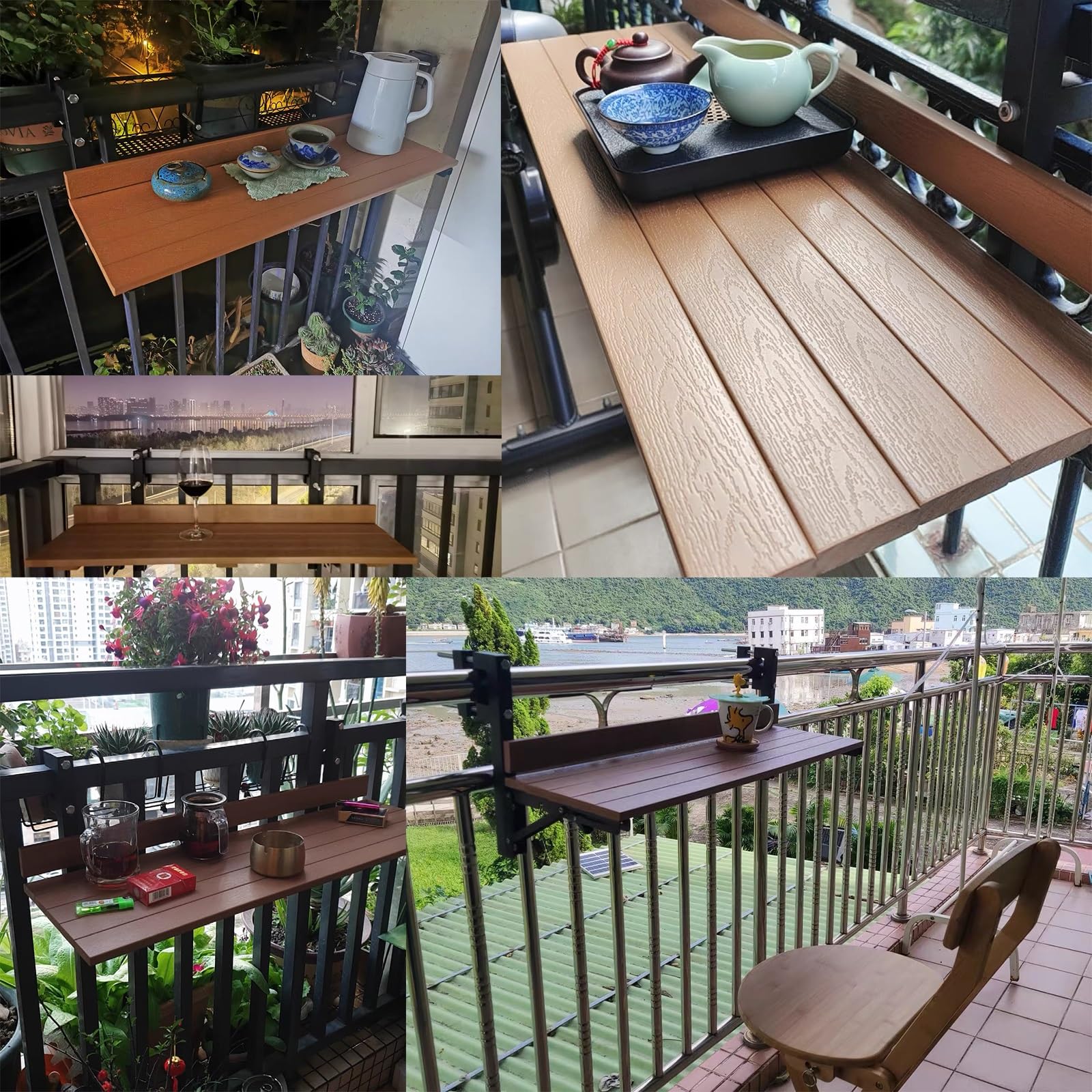 Balkonowy Stolik Barowy Do Balustrad, Składany Stół Wiszący Na Zewnątrz, 80-120 Cm Wiszący Regulowany Stół Tarasowy Do Patio, Stolik Boczny Z Balustradą Balkonową Na Zewnątrz, Do Patio Ogrodowego Wera