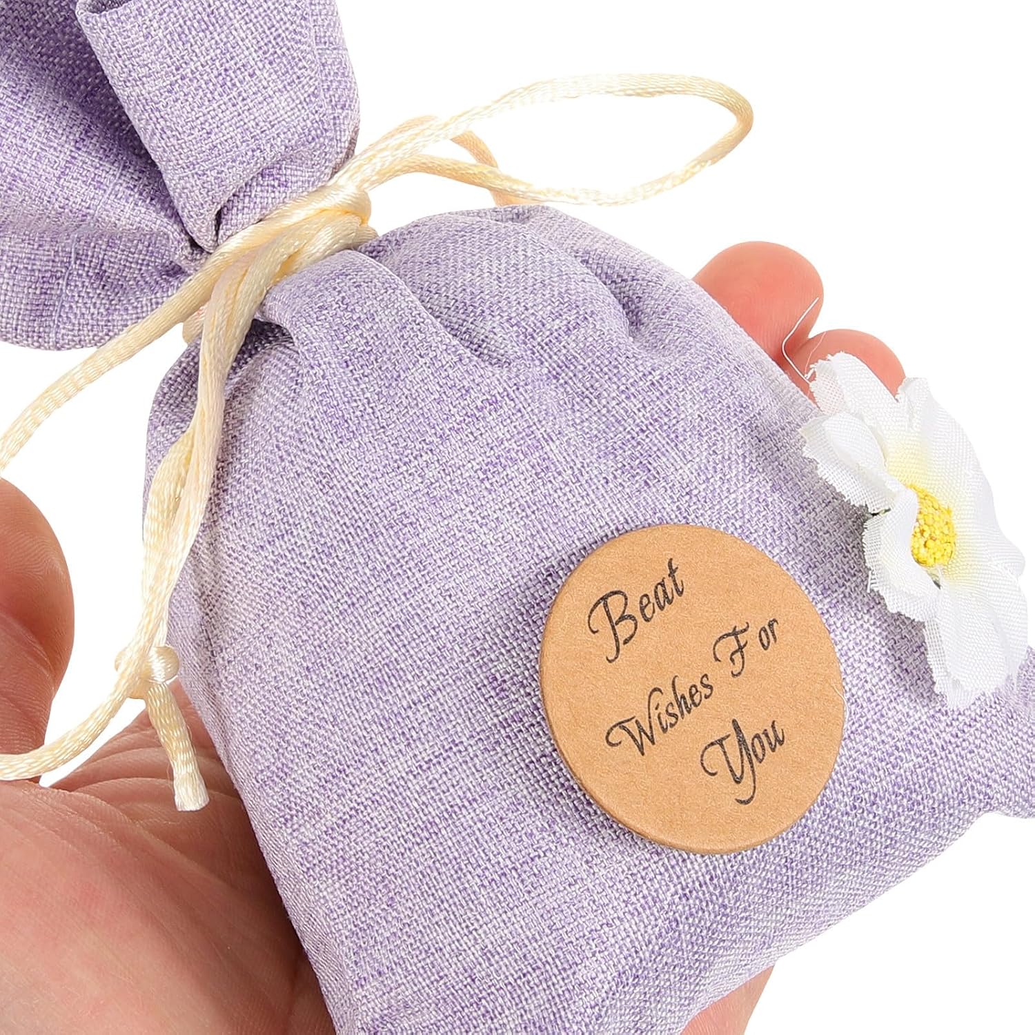 Healifty 10pcs Lavender Linen Sachet Bags with Drawstring Design for Storage of Spices and Dried Flowers, Portable Decorative Sachet Bags for Home Fragrance and Wardrobe Use