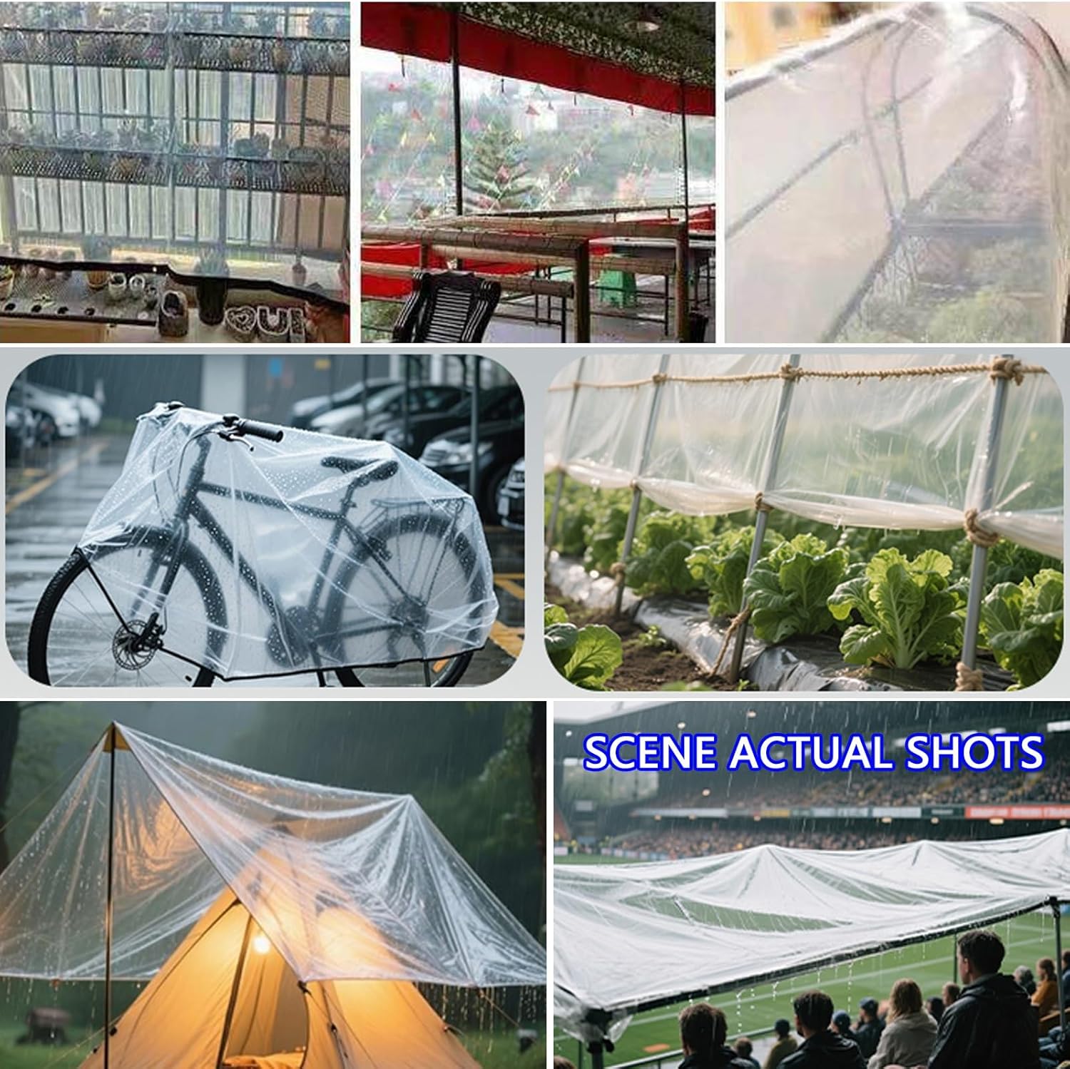 Clear Waterproof Tarps, Poly Tarpaulin, Thickened Tear Resistant, for Patio Enclosure, Camping, Outdoor Tent Cover(16x26 ft(5x8m))