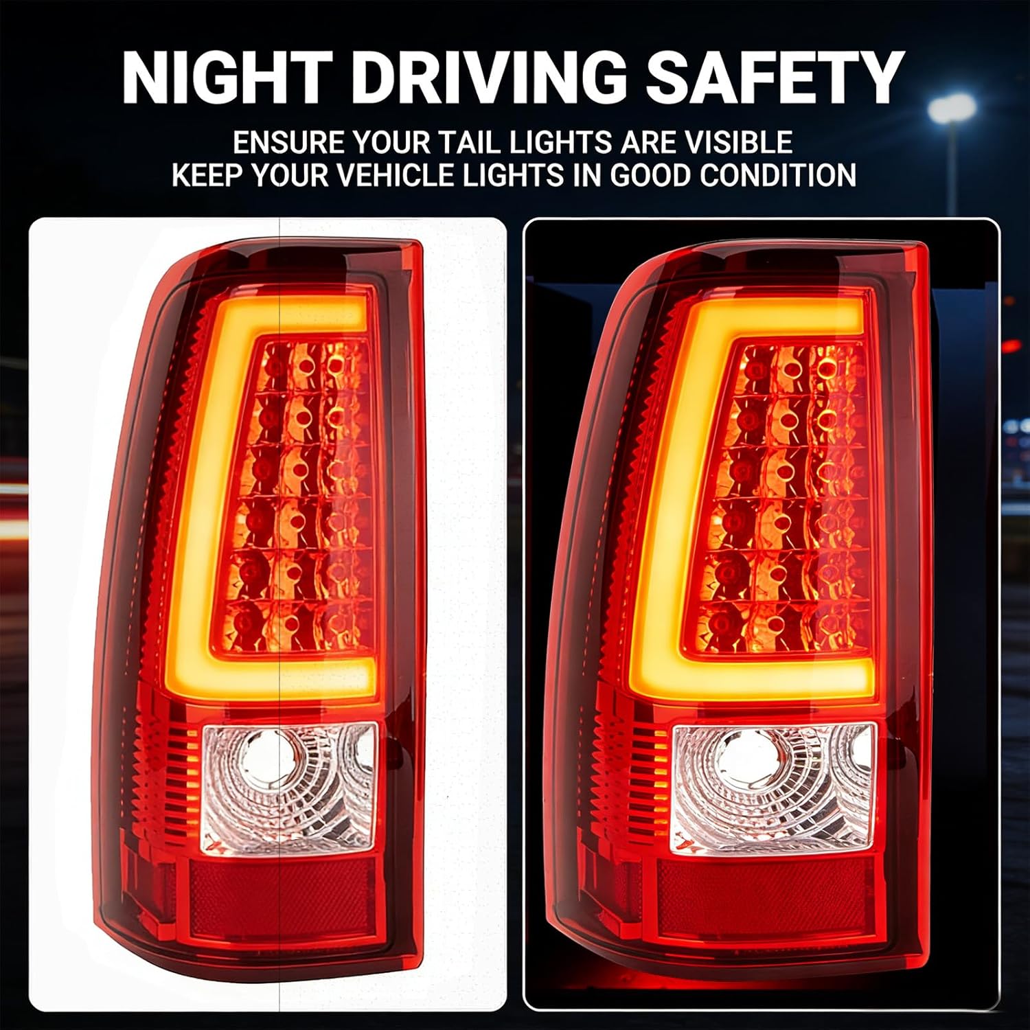 Red Taillight Assembly Fit For 2003 2004 2005 2006 Chevy Silverado 1500 2500 3500 2007 Classic LED Red Rear Brake Lamps With Bulbs Driver & Passenger Side GM2800174 GM2801161