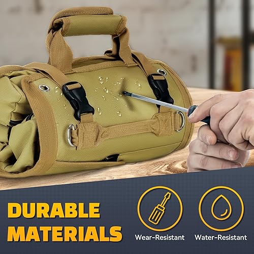 Miniatura 4 de Tomorotec Organizador de bolsa de herramientas enrollable, bolsa enrollable de herramientas, bolsa enrollable de herramientas con 2 bolsas