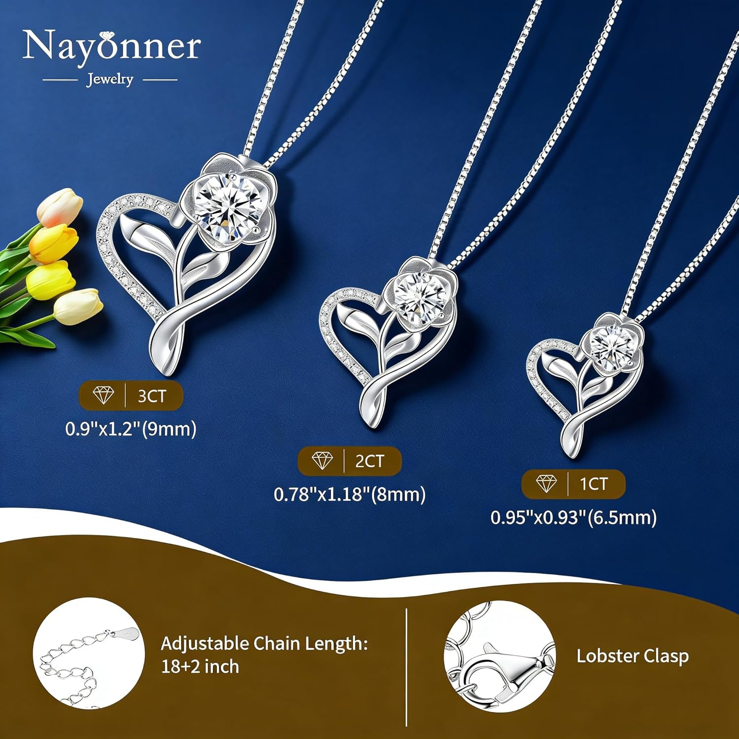 Gorgeous Moissanite Necklaces for Women - Valentine's Day Gifts for Wife Girlfriend, 925 Sterling Silver 1-3CT Moissanite Pendant Jewelry, Wedding Anniversary Birthday Christmas for Mom - Image 7