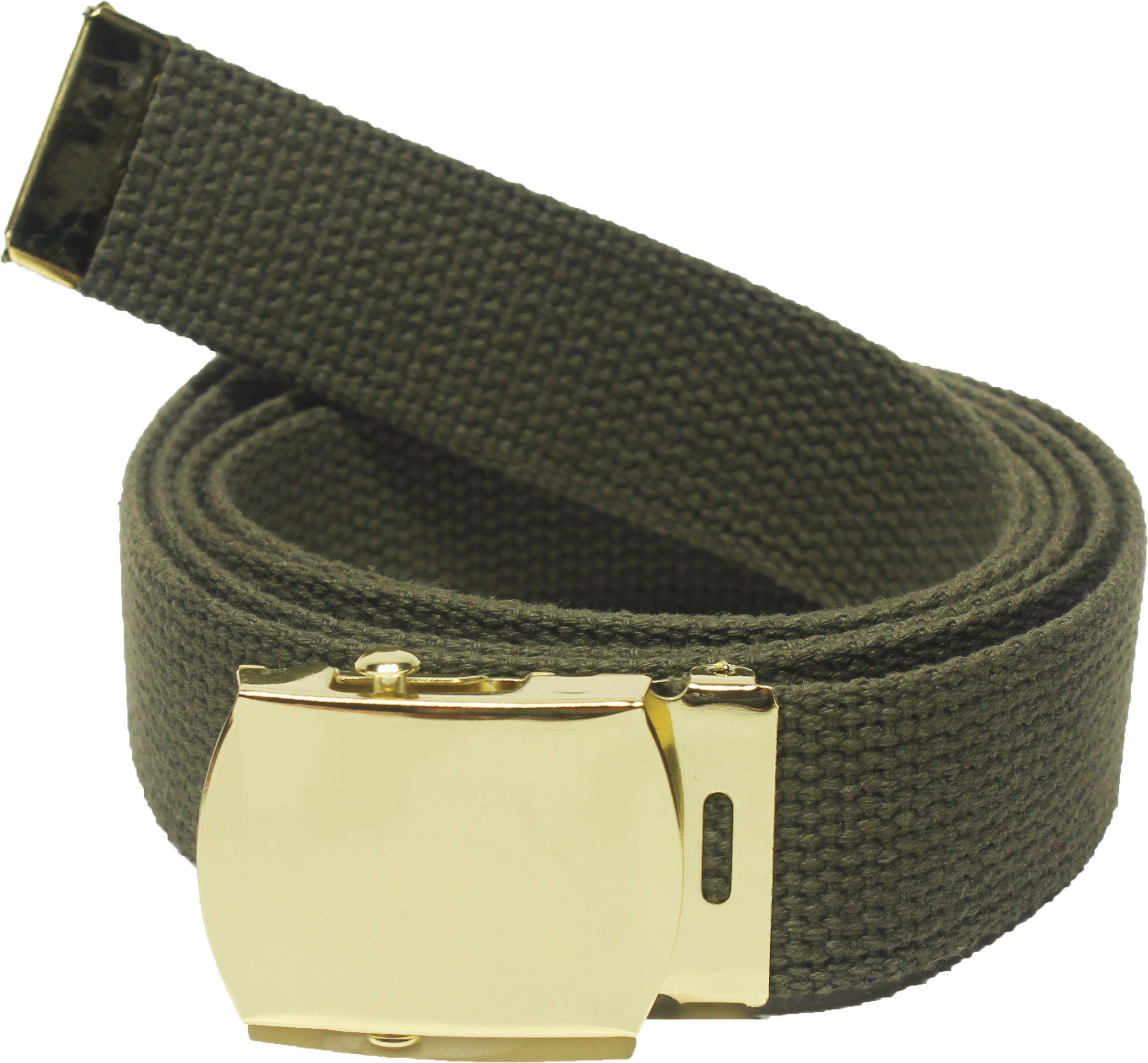 ARMYU Army Web Belt 100% Cotton Canvas Military Color Webbed Belts with Slider Buckle 54" Long