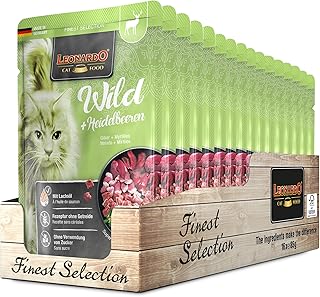 Leonardo Fresh Bag [16 x 85 g Wild + Blueberry] Grain-Free Wet Food for Cats Wet Food Complete Food in Single Serving Bag product image