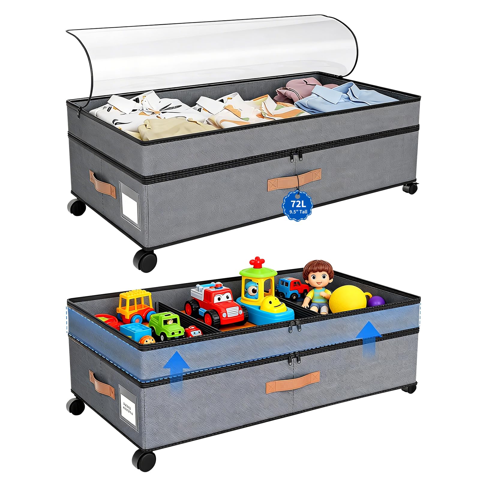 lot de 2 rangements sous lit à