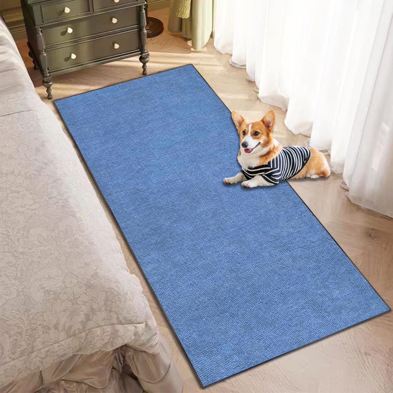 Alfombra de Pasillo Corredor Alfombras Cocina Lavable Antideslizante Tapete Cozinha Largo Felpudo Entrada Casa Interior Por Metros 40 x 300 cm Alfombrilla para áreas Baño Dormitorio Salón Azul