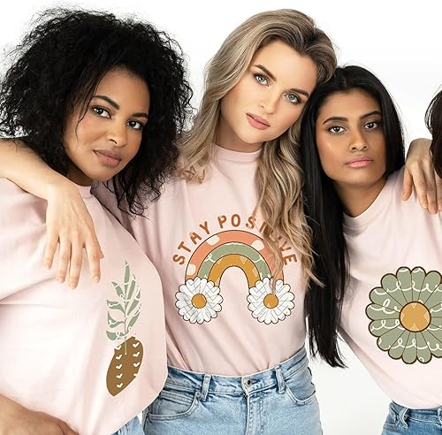 Miniatura 5 de Whaline 12 hojas de vinilo bohemio de transferencia de calor, retro, bohemio, arco iris, corazón, lunares, rayas, HTV para planchar en vinilo