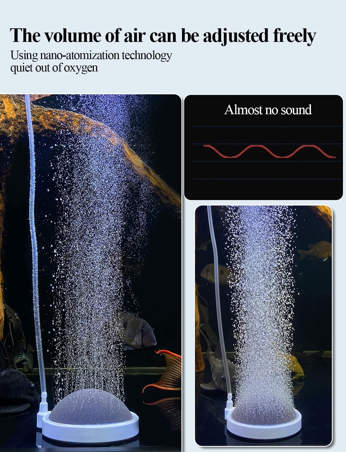UPETTOOLS Gorgogliatore per acquario, grande e nano, diffusore di ossigeno disciolto super alto per creare bolle super piccole, 13 cm