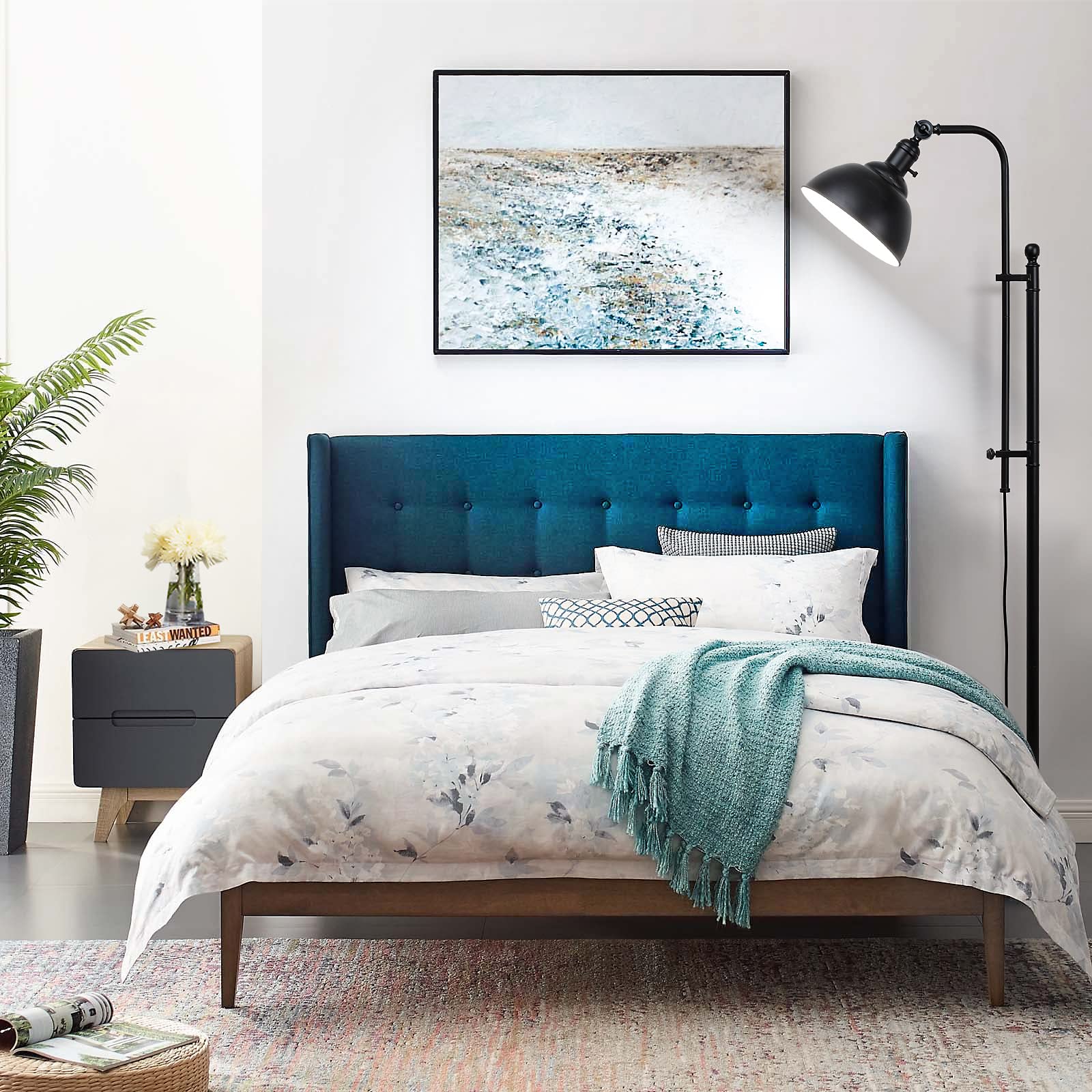 Coucrek Industrial Floor Lamp, Farmhouse Reading Lamp with 3CCT Bulb — product photo