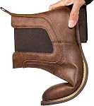 J's.o.l.e Men's Chelsea Cowboy Boots – Low Cut Round Toe Western Ankle, Wood Sole, Slip On Dress Casual Work Shoes Brown