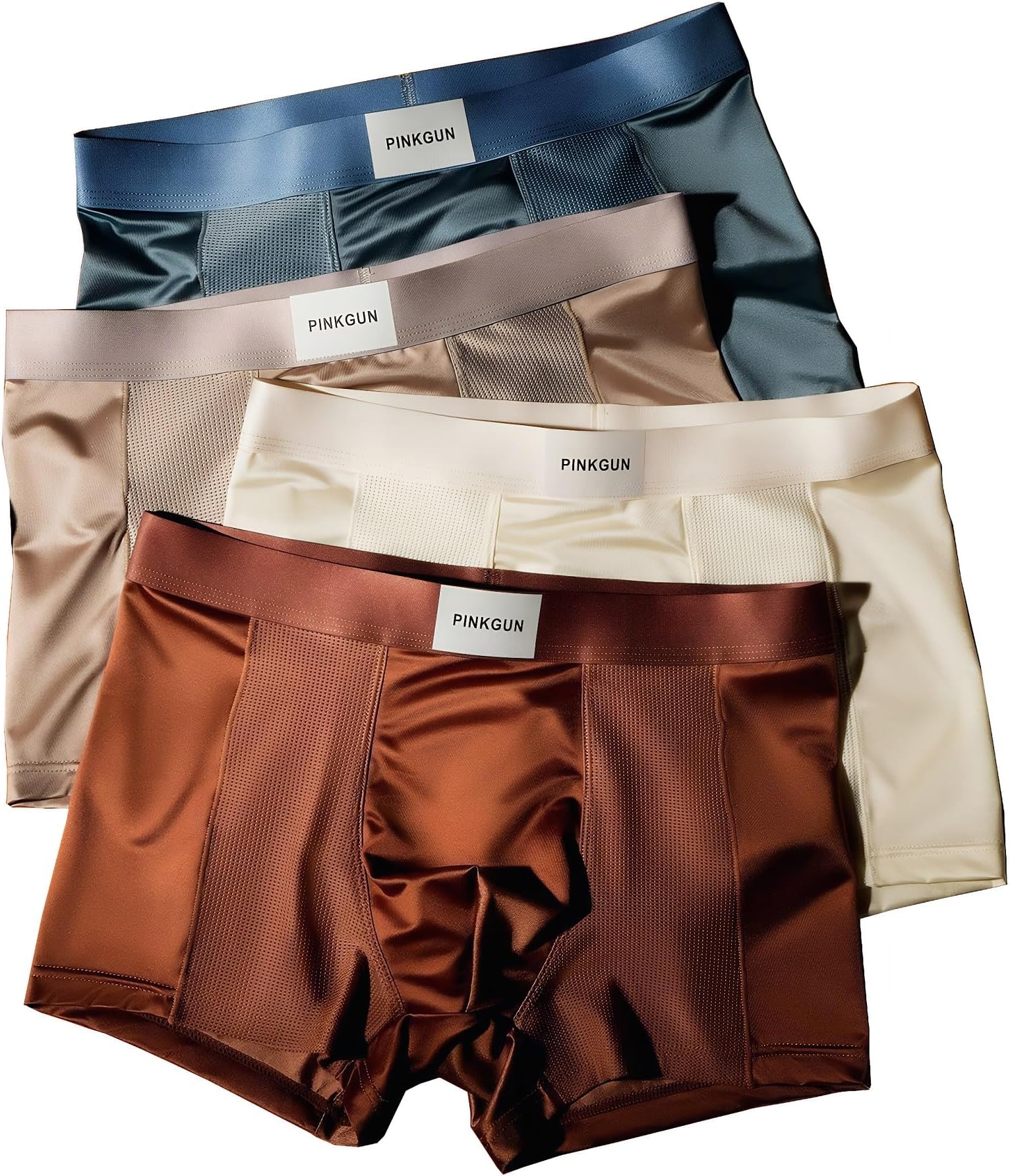Men's Boxer Briefs Satin Mesh Breathable Cooling Underwear 4-Pack Multicolor for Daily & Sports