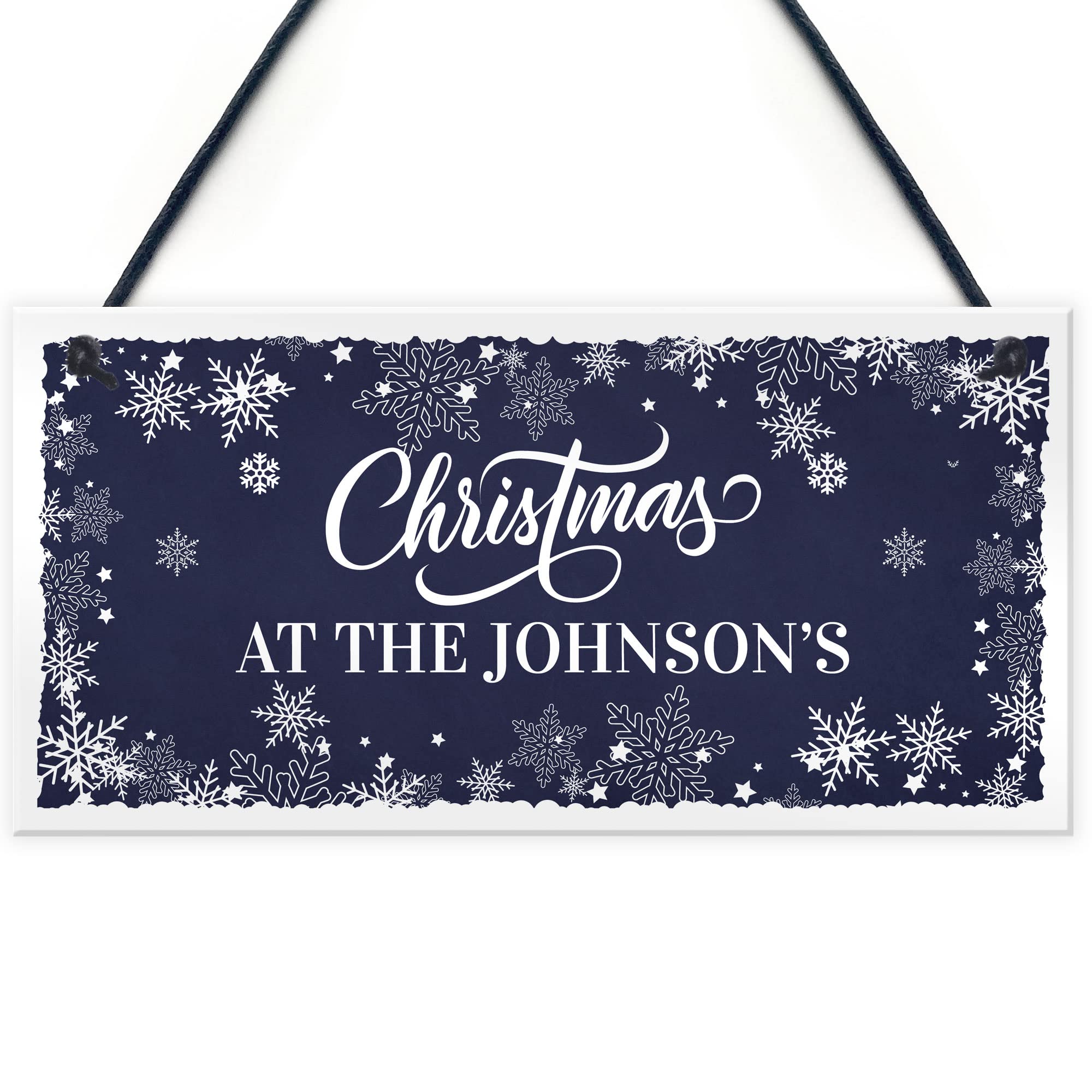 Red Ocean Personalised Christmas Decoration Christmas at the 'Surname' Welcome Plaque Gift Hanging Sign Christmas Decor Bauble