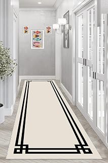 Pelangi Geometrik Desenli Dijital Baskı Yıkanabilir Kaymaz Taban Düz Model Salon Halısı ve Yolluk, Vizon-Siyah 100 x 250, 955412641002507
