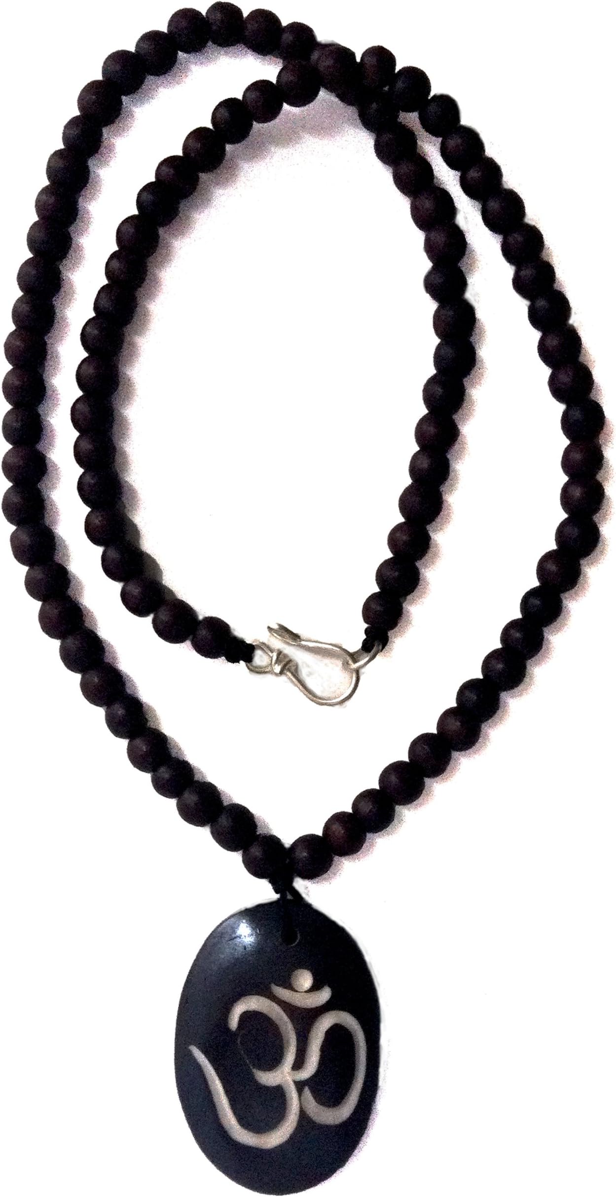 Om Carved Yak Bone with Beads