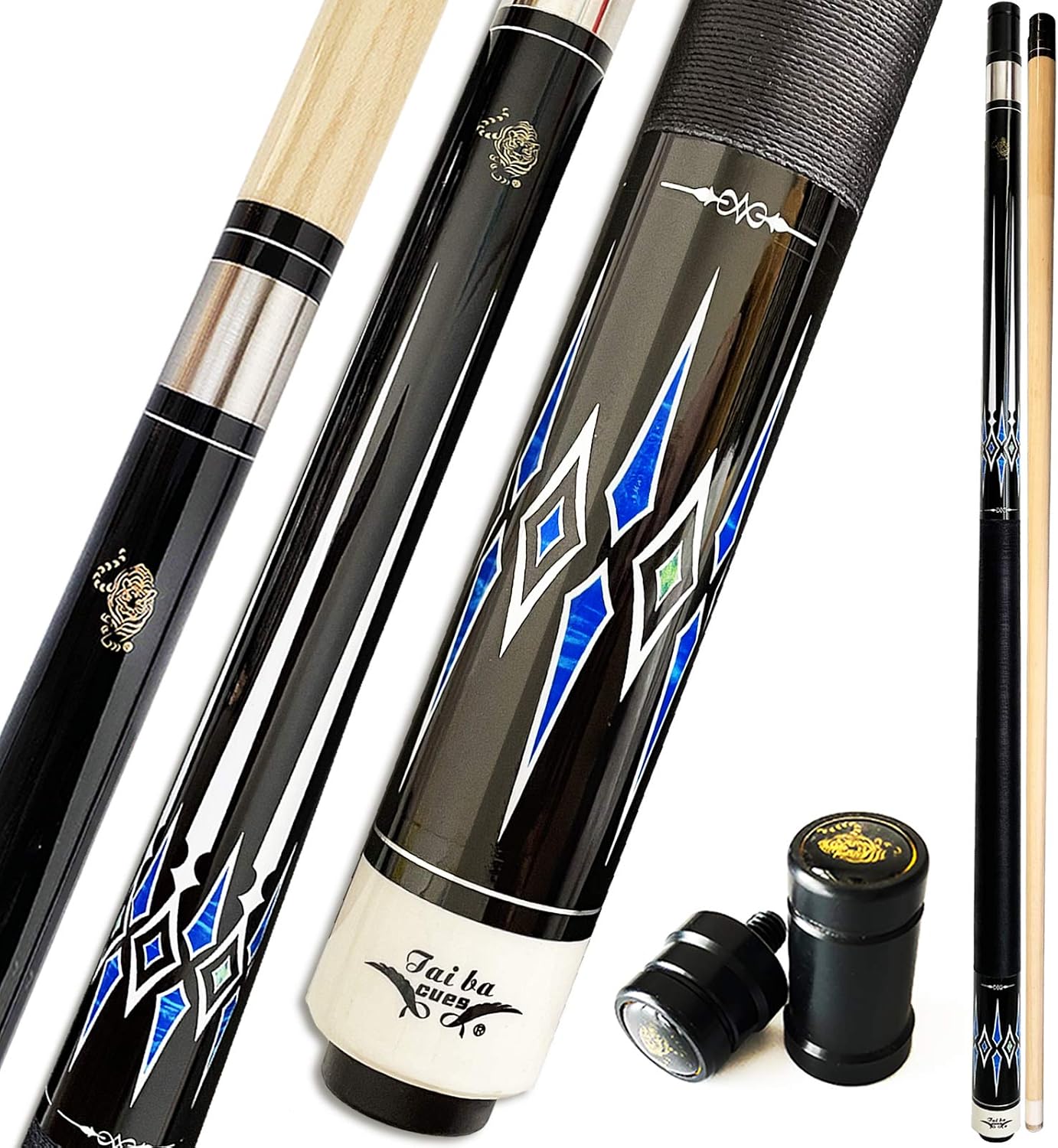 Tai ba cues Pool cue Stick, 13mm Multilayer Leather Tip, 58", Linen Wrap, Hardwood Canadian Maple Professional Billiard Pool Cue Stick 19-21 Oz (Selectable)