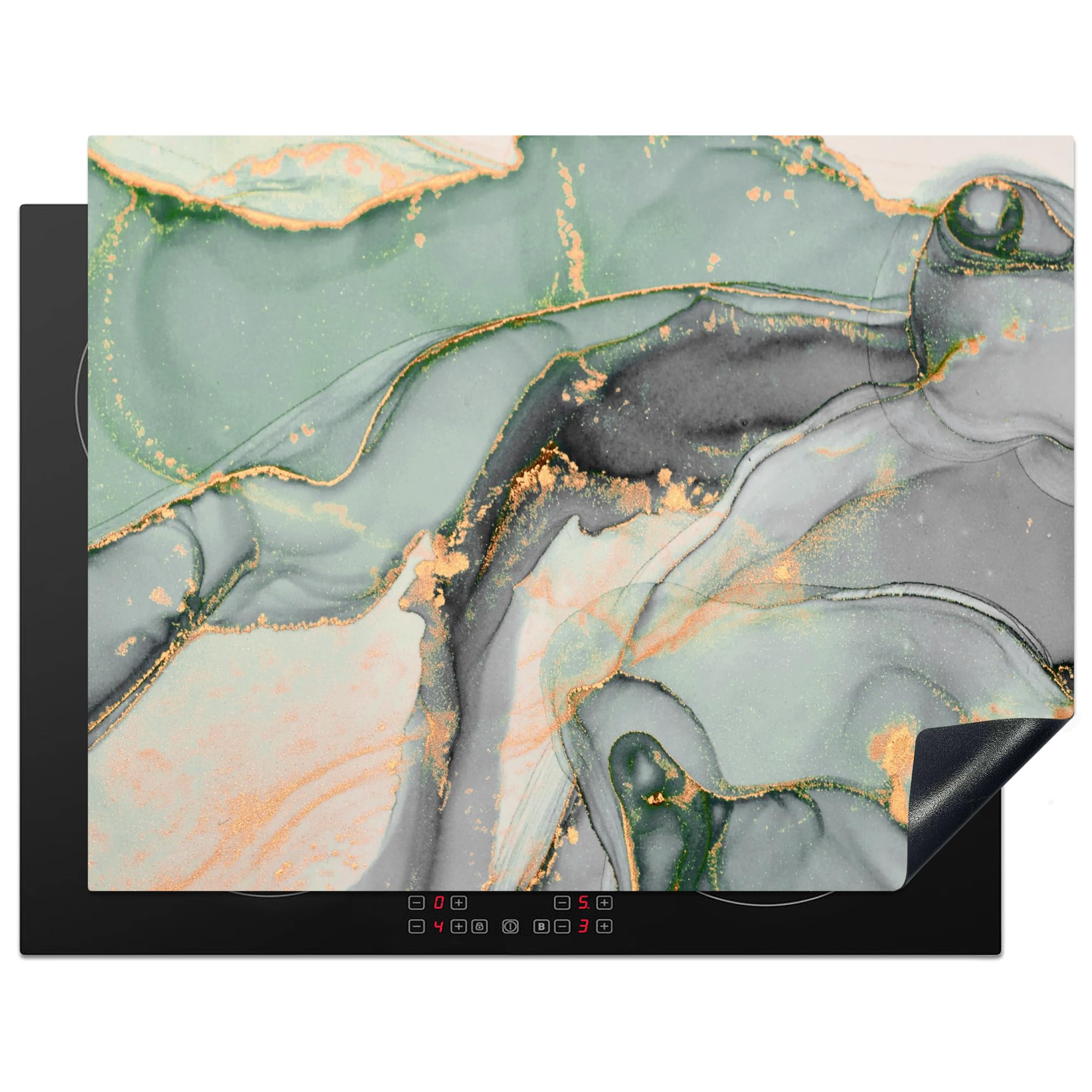 KitchenYeah© Induction Hob Protector Mat 23.2"x30.3" / 77x59 cm Stove Cap Top Cover Kitchen Cooker Covers for Electric Hobs Vinyl Gold - Marble - Green - Luxe - Glitter - Marble Look