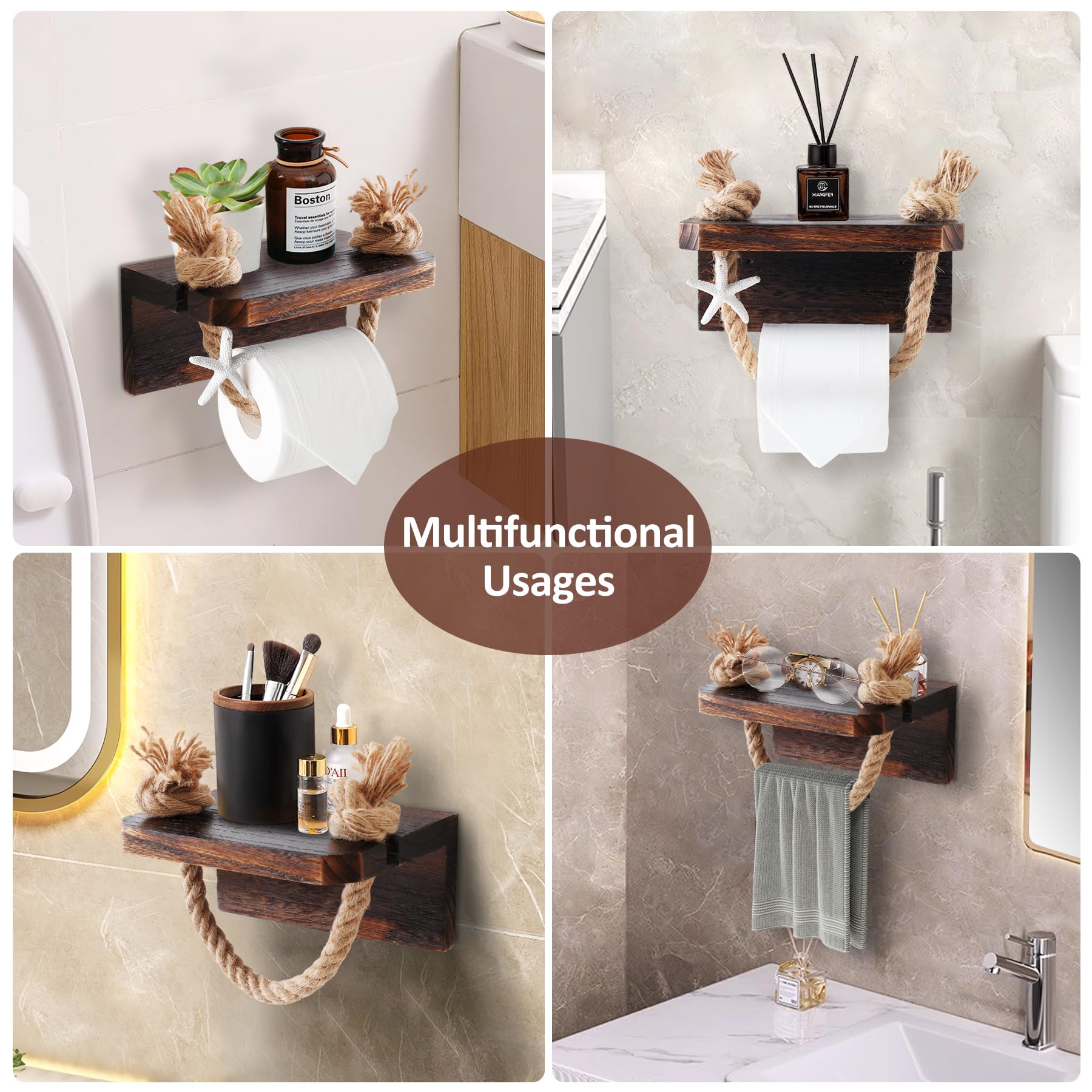 Rustikaler Toilettenpapierhalter Aus Holz Mit Ablage – Maritimer Bauernhaus-Stil Für Dein Bad