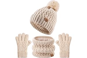 Pompom Winter Set for Kids: Hat, Scarf, and Gloves