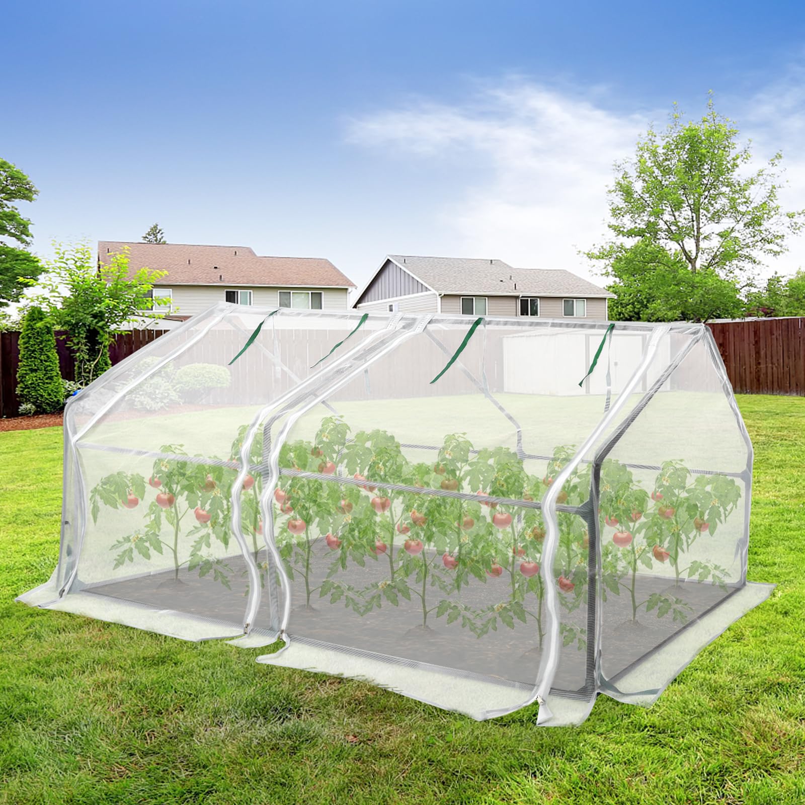 ACXIN Gewächshaus, Foliengewächshaus Tomatenhaus Frühbeet, Niedrig, Spitzdach, Insektenabweisend und Atmungsaktiv, Pflanzenhaus für den Tomaten Gemüse 180 x 90 x 90 cm, Weiß, ASN-(HAG8604C)