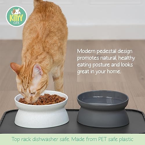 Vista 24 de Kitty City Cuencos elevados para gatos, tazón pequeño 2 unidades (pastel)