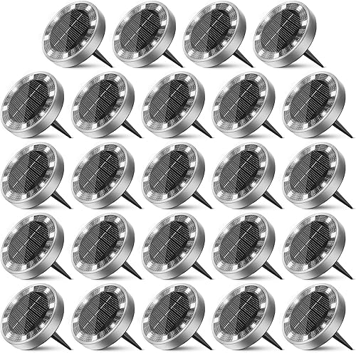 Miniatura 35 de Peasur Luces solares de suelo para exteriores, paquete de 8 luces planas de disco con energía solar, IP68 impermeable, antioxidante, iluminación de