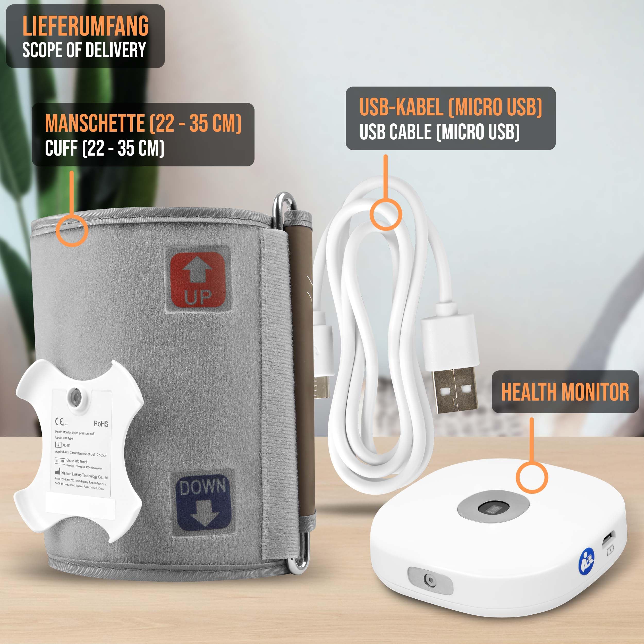 Pulox HC-03 HealthCheck Pro 5-in-1 Vitalmonitor mit EKG & SpO2 | Misst Herzfrequenz, Blutdruck und Temperatur, kompakte Gesundheitskontrolle mit mehreren Vitalparametern