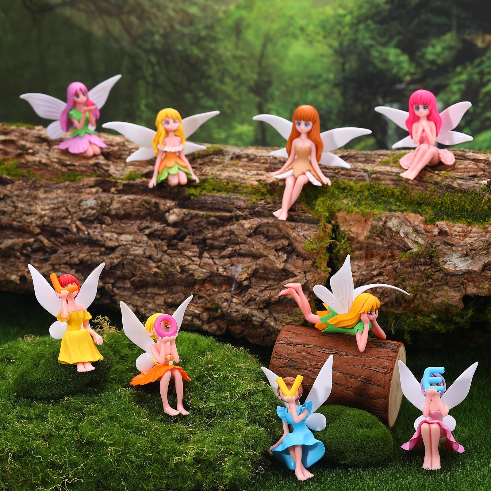 Lot de 12 statues de fées miniatures - Figurines de fées pour jardin féerique - Accessoires de jardin - Figurines d'elfes miniatures - Ornements de fées pour l'intérieur, le jardin, le pot de