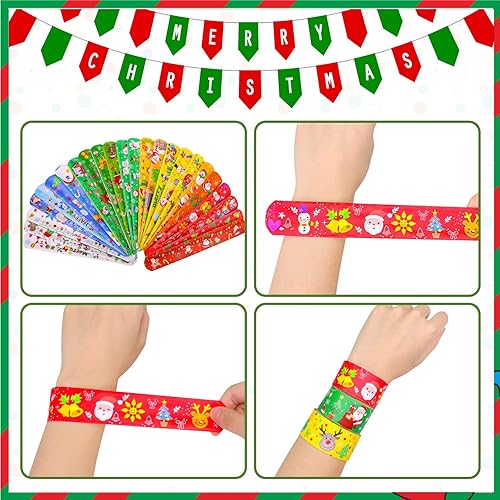 Miniatura 4 de MGparty 72 pulseras de Navidad con bofetadas, juguetes para niños, regalos de fiesta de Navidad, regalos de cumpleaños (Navidad)