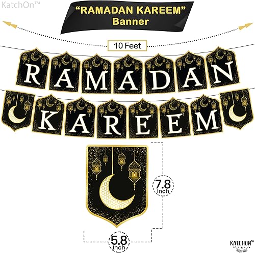 Miniatura 3 de KatchOn, Ramadan Kareem Banner - 10 pies, negro y dorado, cartulina, rectangular