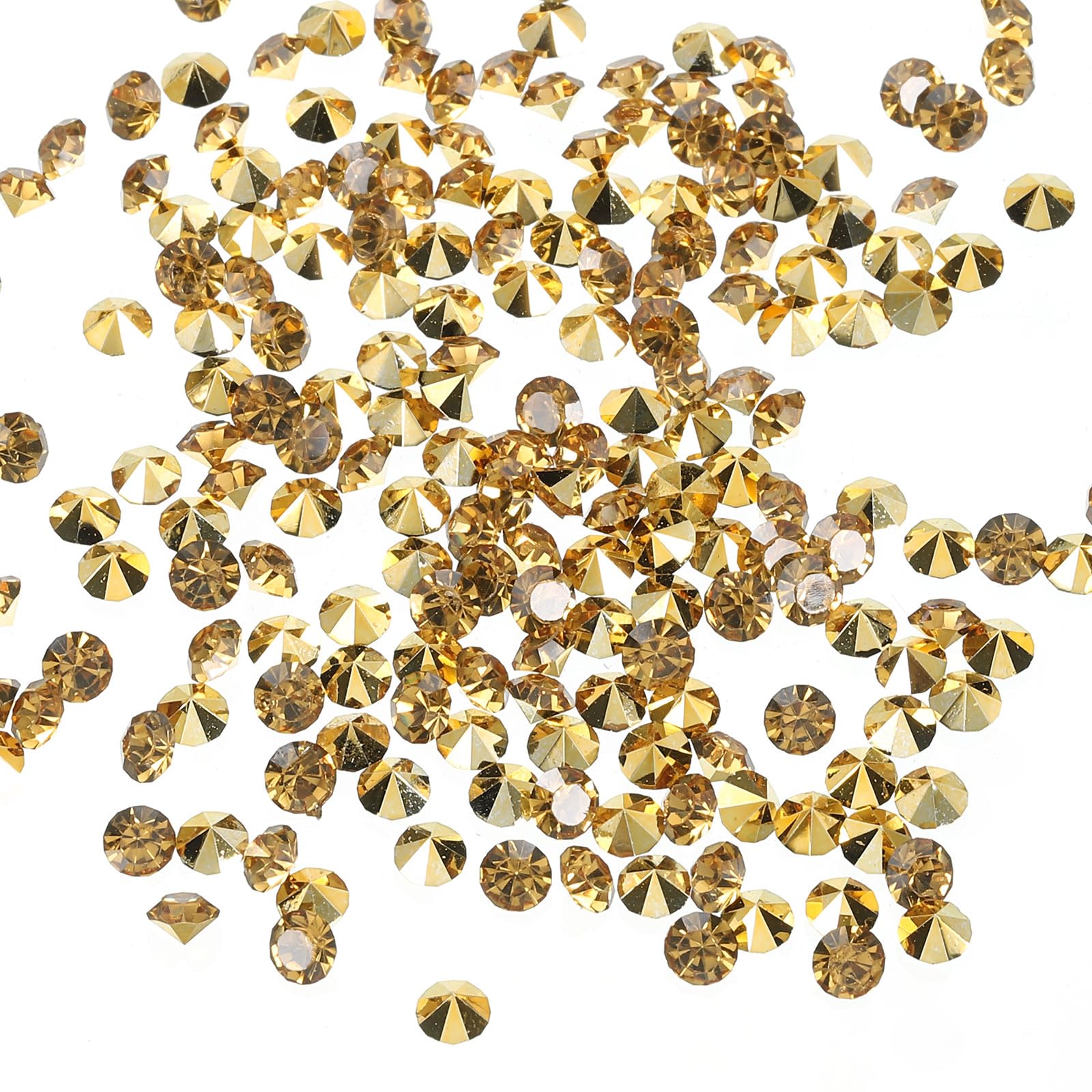 PATIKIL 10000 Pieces Clear Acrylic Diamonds Vase Fillers 4mm Wedding Table Scatter Crystals Diamond Fake Confetti Gems for Party Wedding Decor Photography Props, Gold