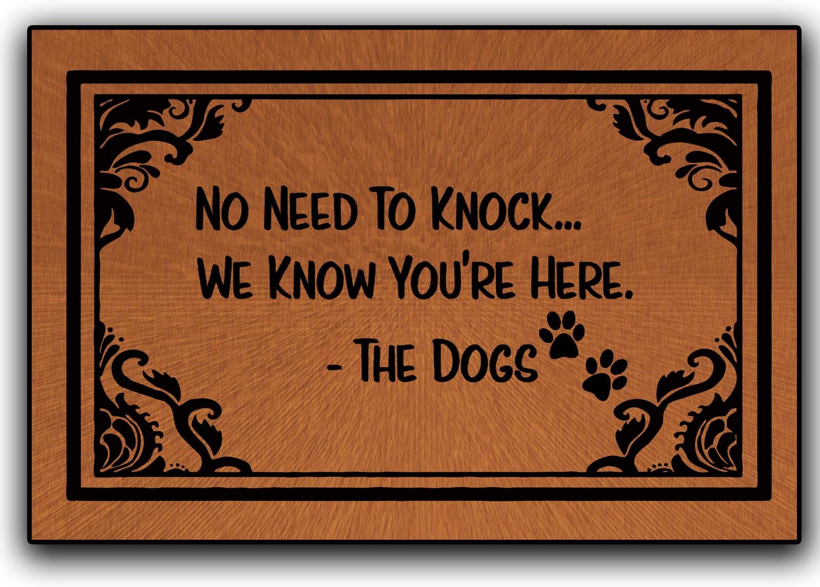 Accssoey Funny Doormat, No Need to Knock We Know You're Here Doormat with Pet Name 23.6 x 15.7 Inches Floor Mat Outdoor Indoor Front