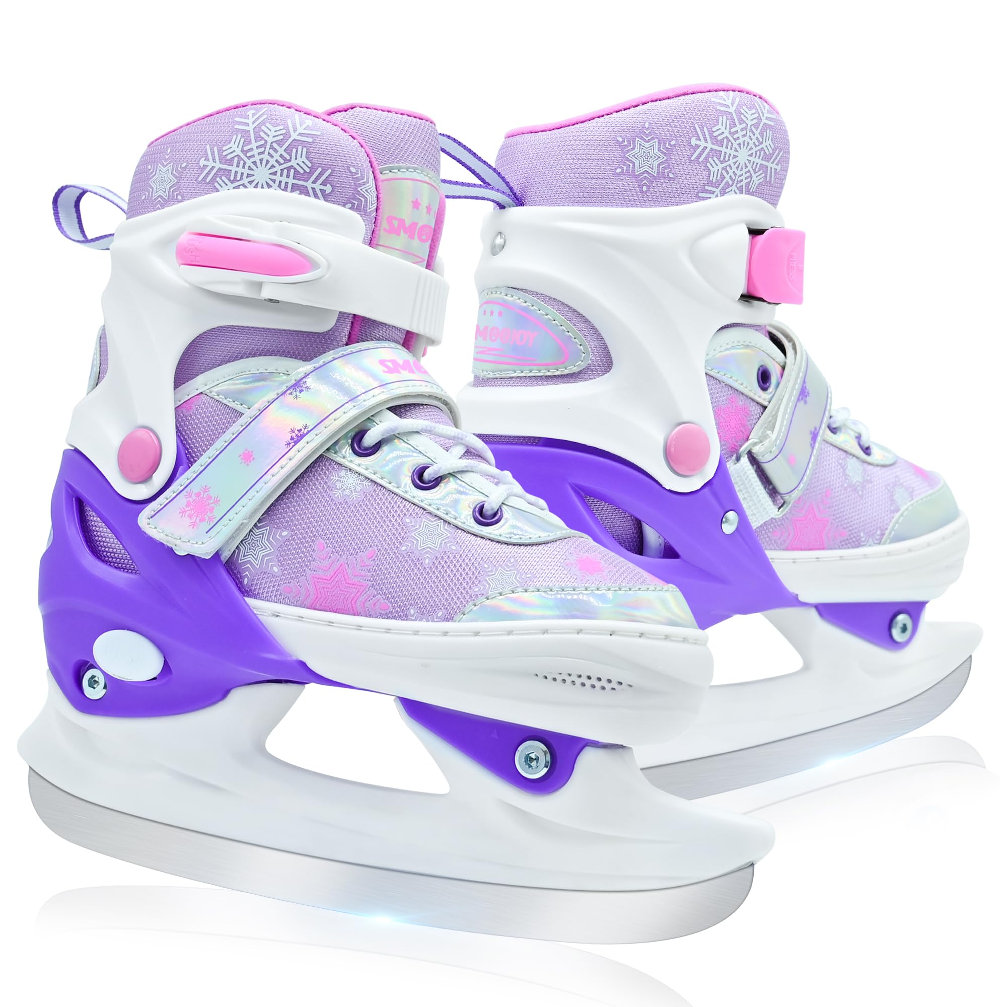 Adjustable Kids Ice Skates for Girls Boys Comfortable, Smooth Blades Snow Hockey Ice Skating Shoes for Outdoor Indoor Rink, Perfect for Beginner Winter Sports Ages 5-12