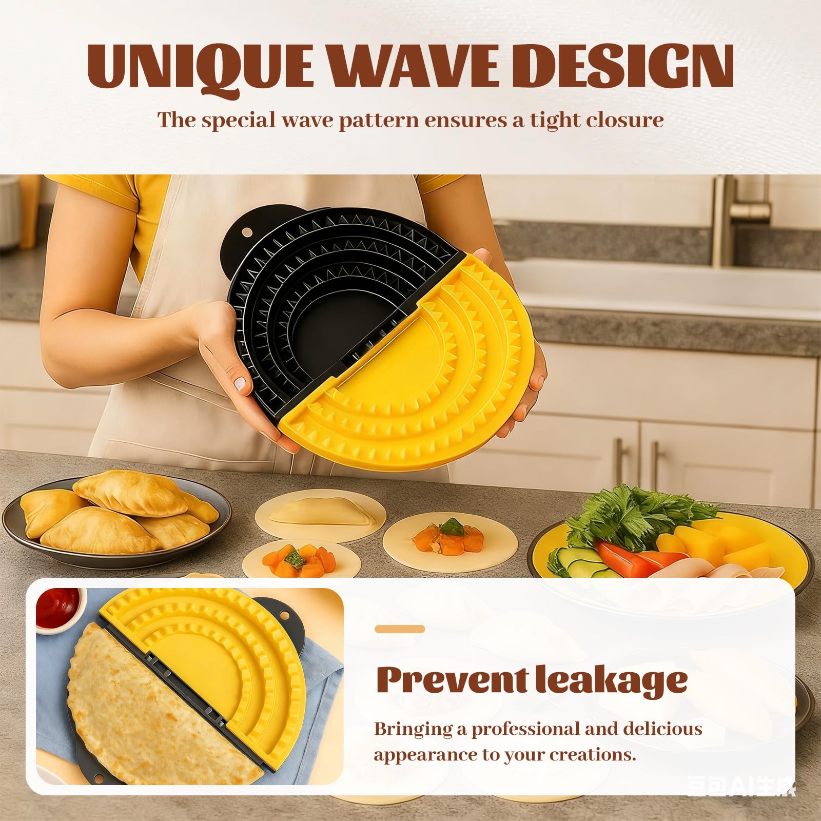 3-en-1 Prensa de Tortillas, Sellador de Tortillas Desmontable de 15,2–20,3–25,4cm, Quesadillera, Prensa para Empanadas, Amarillo & Negro