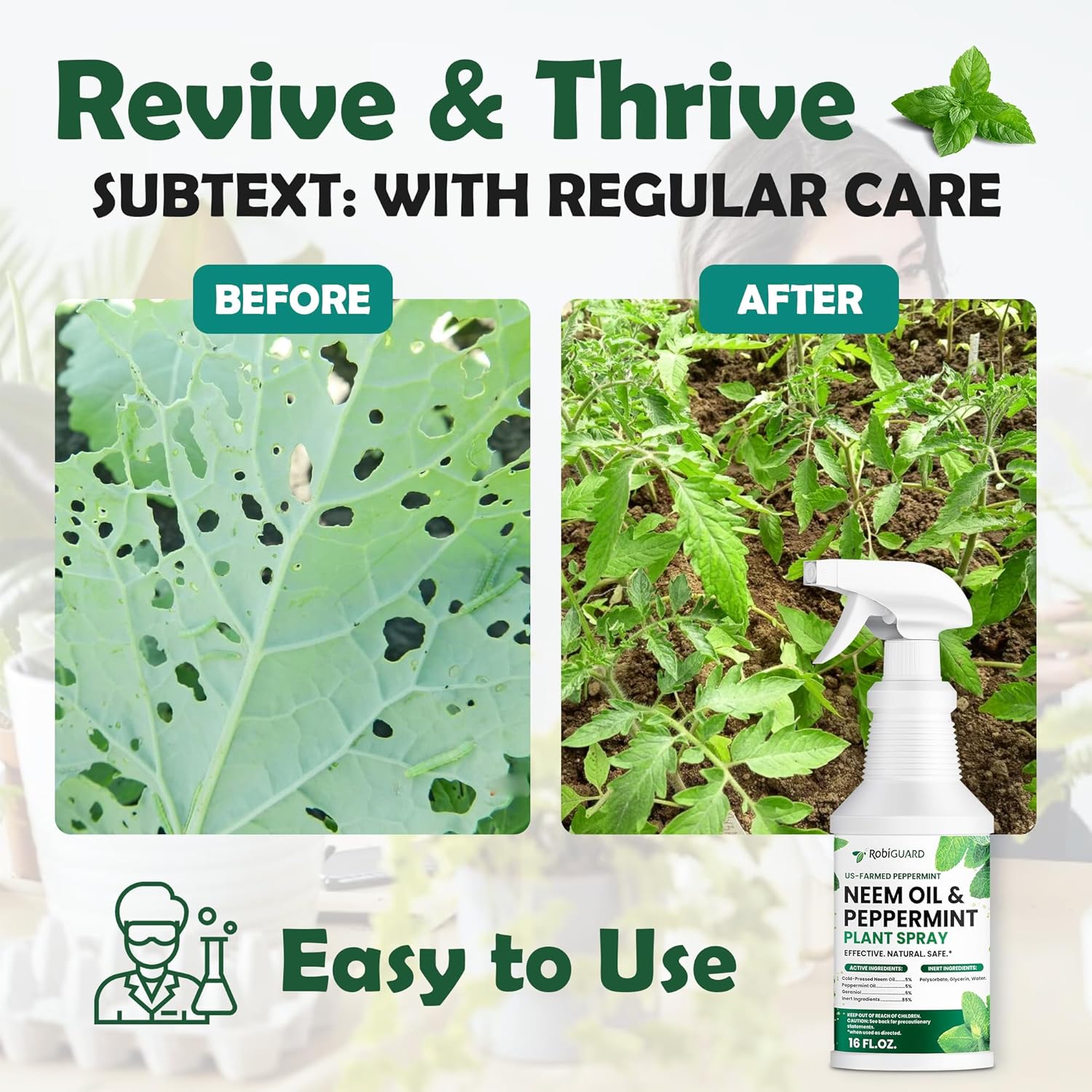 Neem Oil Spray for Plants & Peppermint Spray, 16oz | All-Natural Cold-Pressed Neem Oil for Indoor and Outdoor | Easy to Use - Image 6