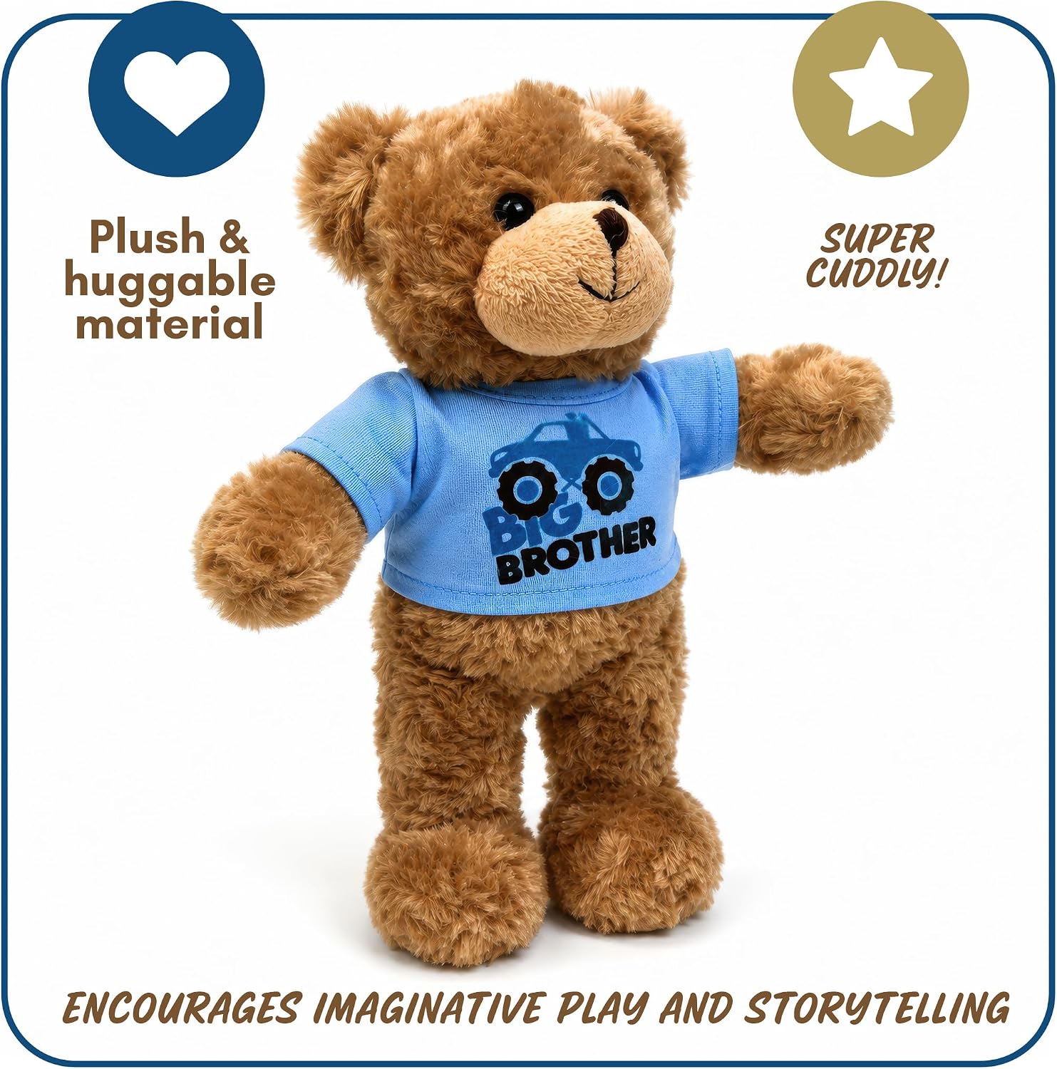 Jolitee Big Brother Teddy Bear Stuffed Animal 10" and Book for Toddler 7.1", Caroline Jayne Church Hardcover, Big Brother Gifts for Toddler Boy image 3