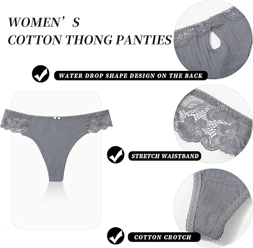 Miniatura 2 de LEVAO Tangas G String para mujer, bragas de algodón, sexy, con espalda en T, ropa interior cómoda, paquete múltiple S-XL