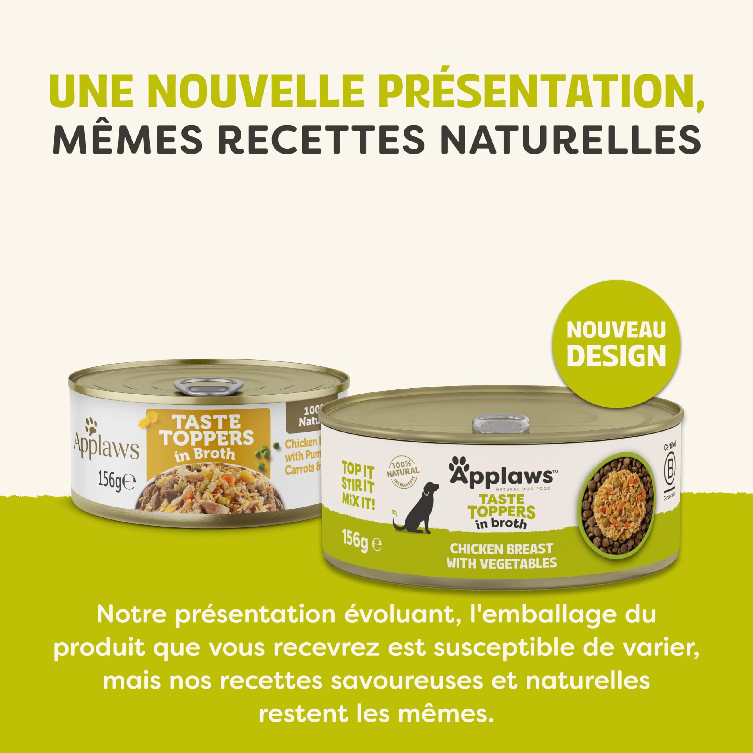 Applaws Nourriture Humide pour Chiens 100% Naturelle, Filet de Poulet avec Citrouille et Légumes en Bouillon - Lot de 12 boîtes de 156 g