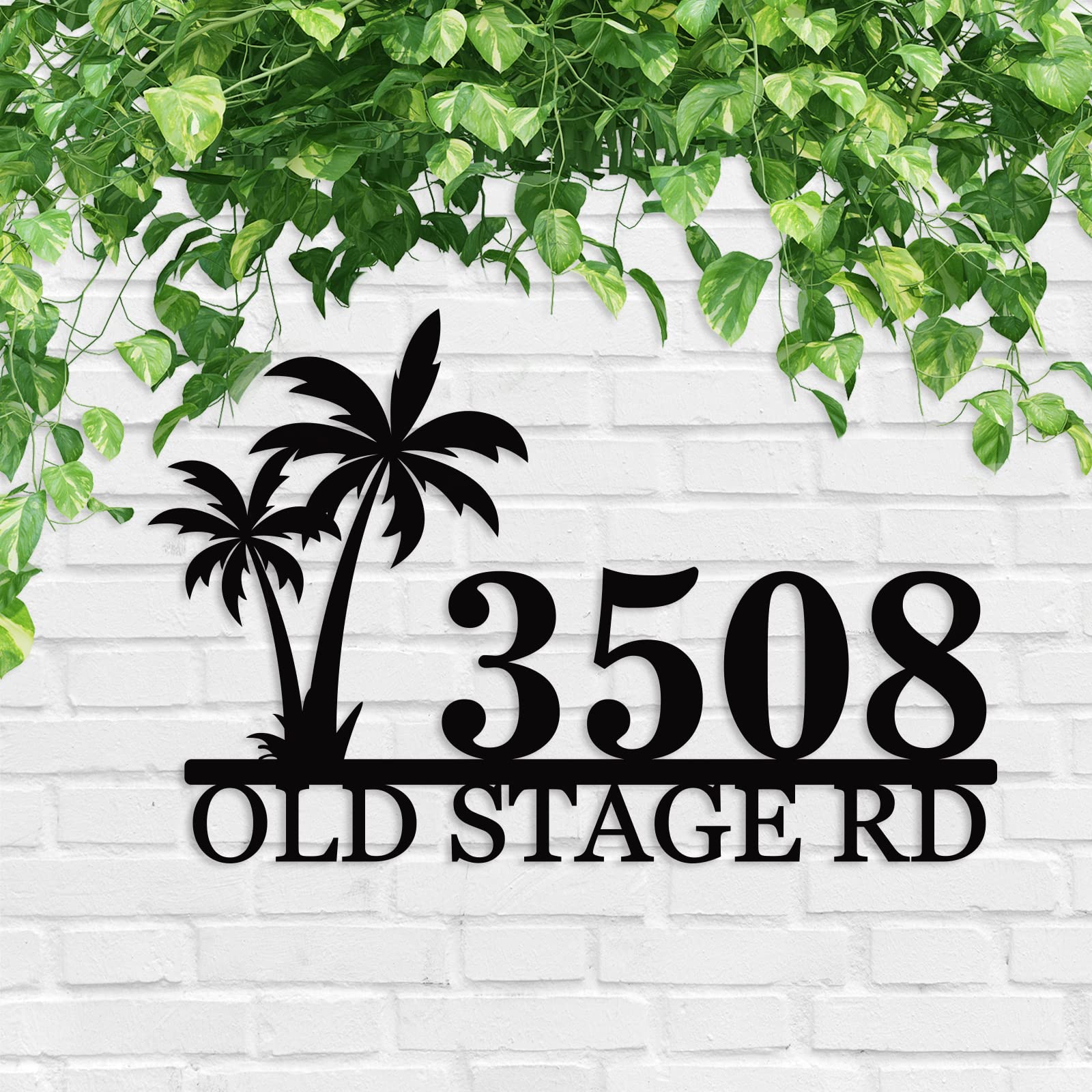 Address Numbers for Houses Custom House Number Sign Personalized Metal Address Plaque Address Sign with Palm Custom Numbers for a House Housewarming