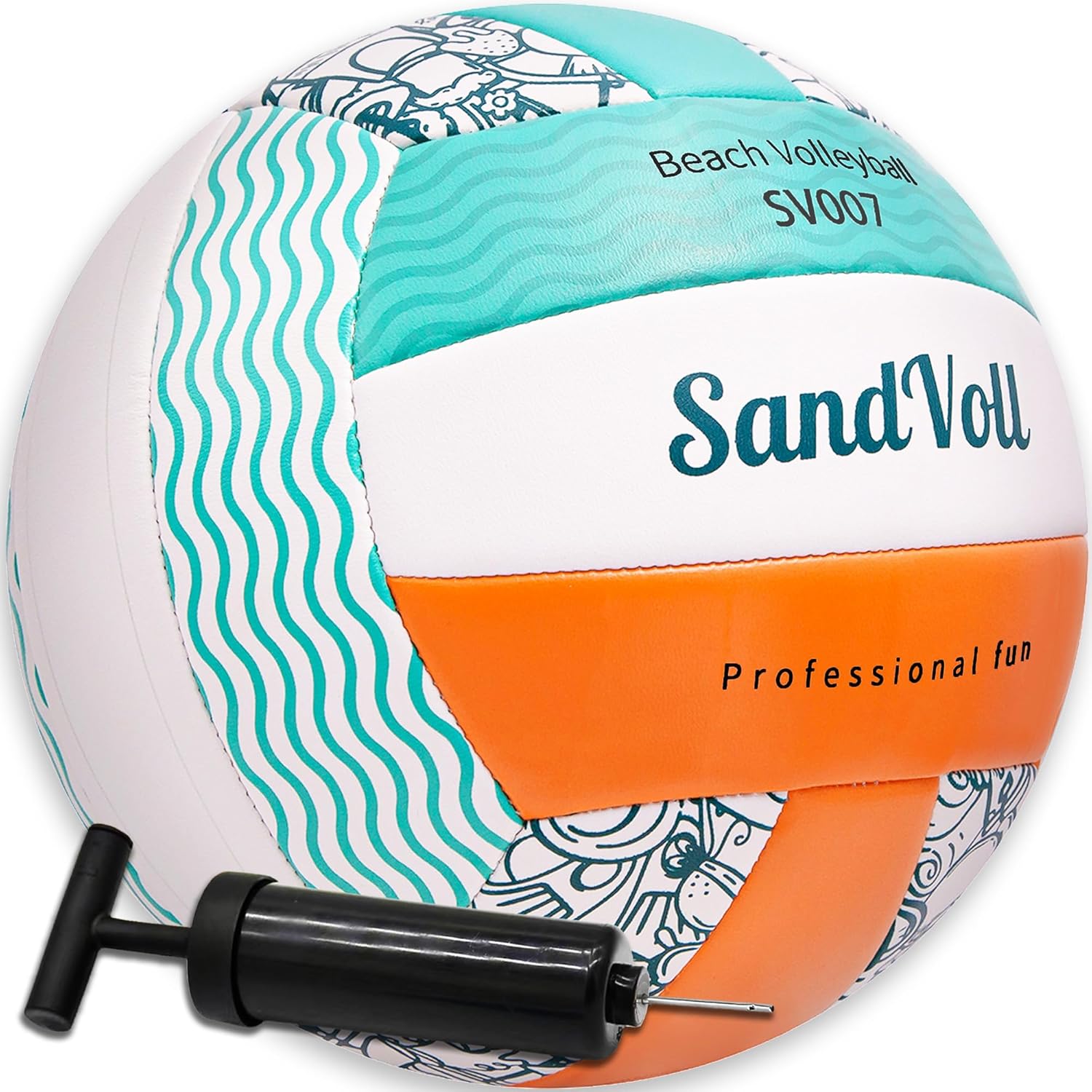 Beach Volleyball for Youth & Adults – Official Size 5 Soft Touch Outdoor Volleyball with Air Pump and Marker – Lightweight Training Volleyball for Beginners, for Sand, Grass, and Outdoor Play